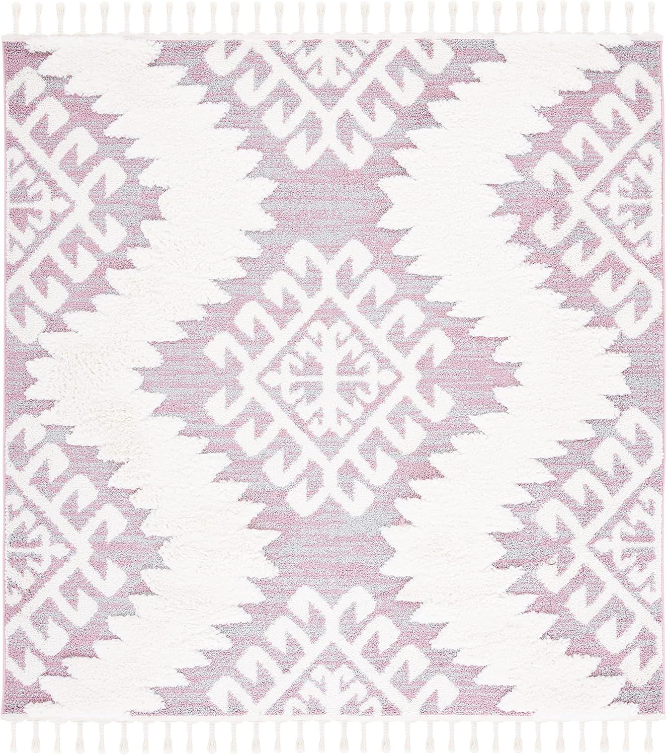 image:imageSAFAVIEH Area Rug 8x10 Moroccan Tassel Shag Collection Large Ivory amp Brown Boho Design NonShedding amp Easy Cleaning Plush Pile Ideal for Living Room Bedroom Dining Space MTS652APinkIvory
