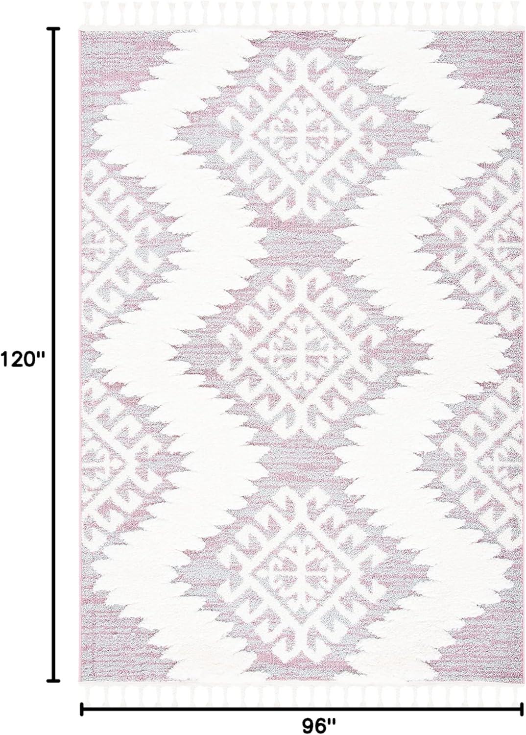 image:imageSAFAVIEH Area Rug 8x10 Moroccan Tassel Shag Collection Large Ivory amp Brown Boho Design NonShedding amp Easy Cleaning Plush Pile Ideal for Living Room Bedroom Dining Space MTS652APinkIvory