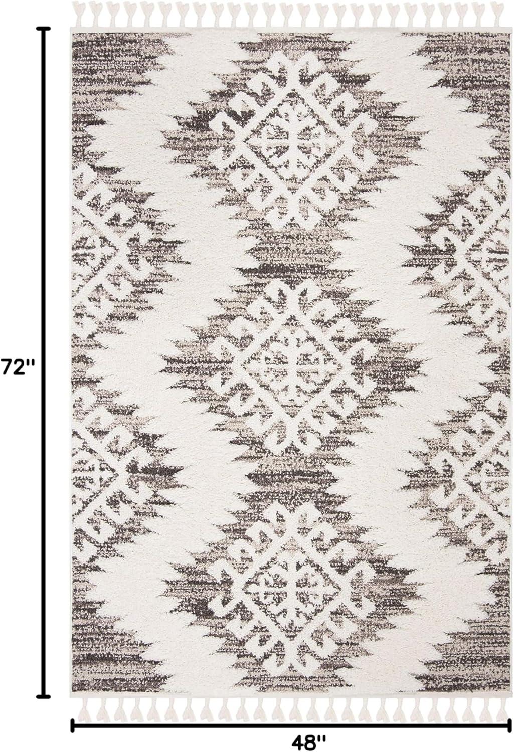 image:imageSAFAVIEH Area Rug 8x10 Moroccan Tassel Shag Collection Large Ivory amp Brown Boho Design NonShedding amp Easy Cleaning Plush Pile Ideal for Living Room Bedroom Dining Space MTS652AIvoryBrown