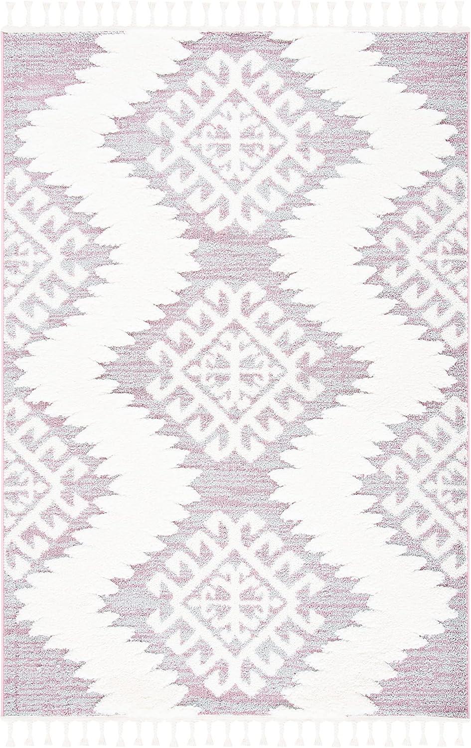 image:imageSAFAVIEH Area Rug 8x10 Moroccan Tassel Shag Collection Large Ivory amp Brown Boho Design NonShedding amp Easy Cleaning Plush Pile Ideal for Living Room Bedroom Dining Space MTS652APinkIvory