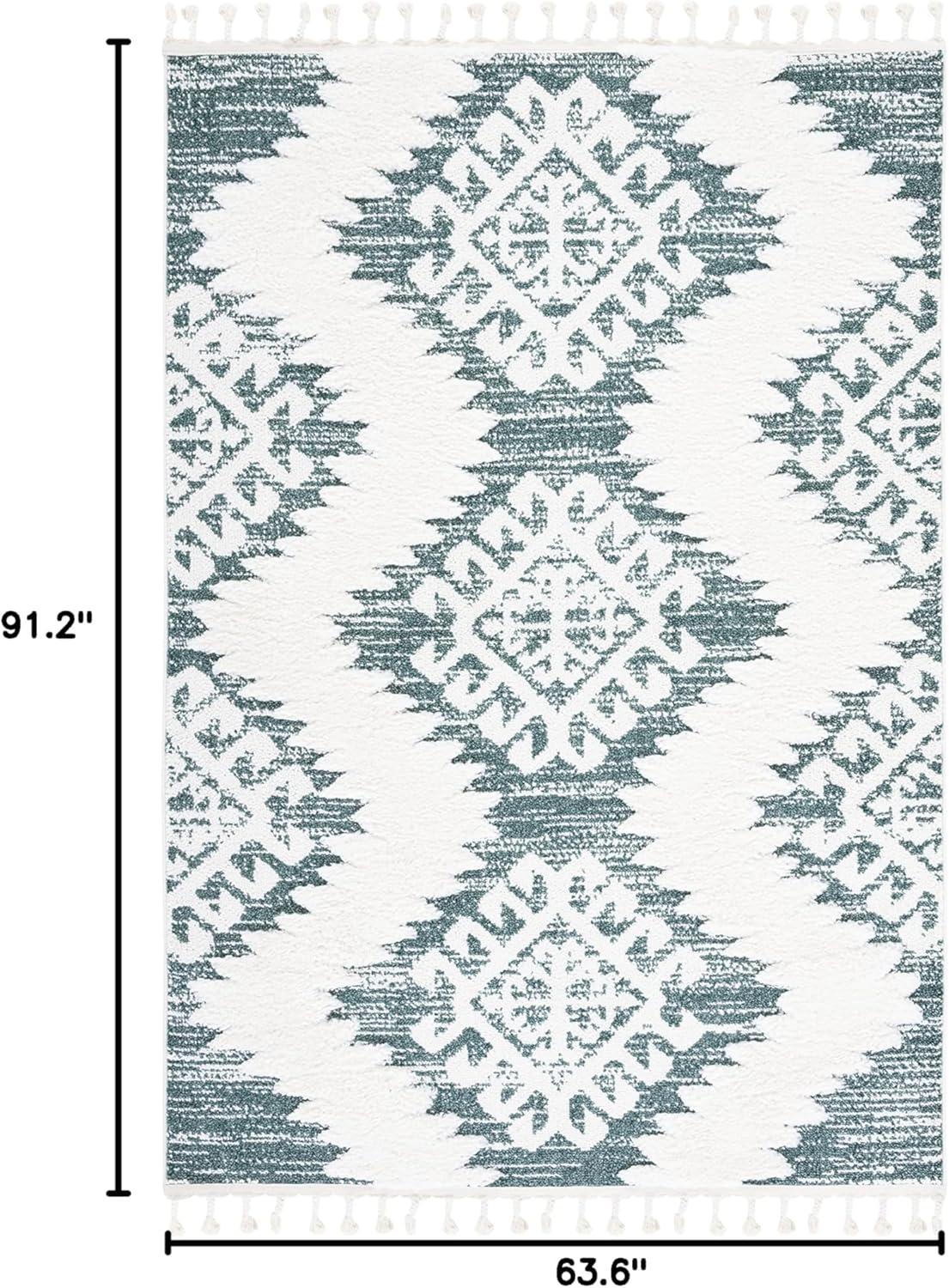 image:imageSAFAVIEH Area Rug 8x10 Moroccan Tassel Shag Collection Large Ivory amp Brown Boho Design NonShedding amp Easy Cleaning Plush Pile Ideal for Living Room Bedroom Dining Space MTS652AGreenIvory