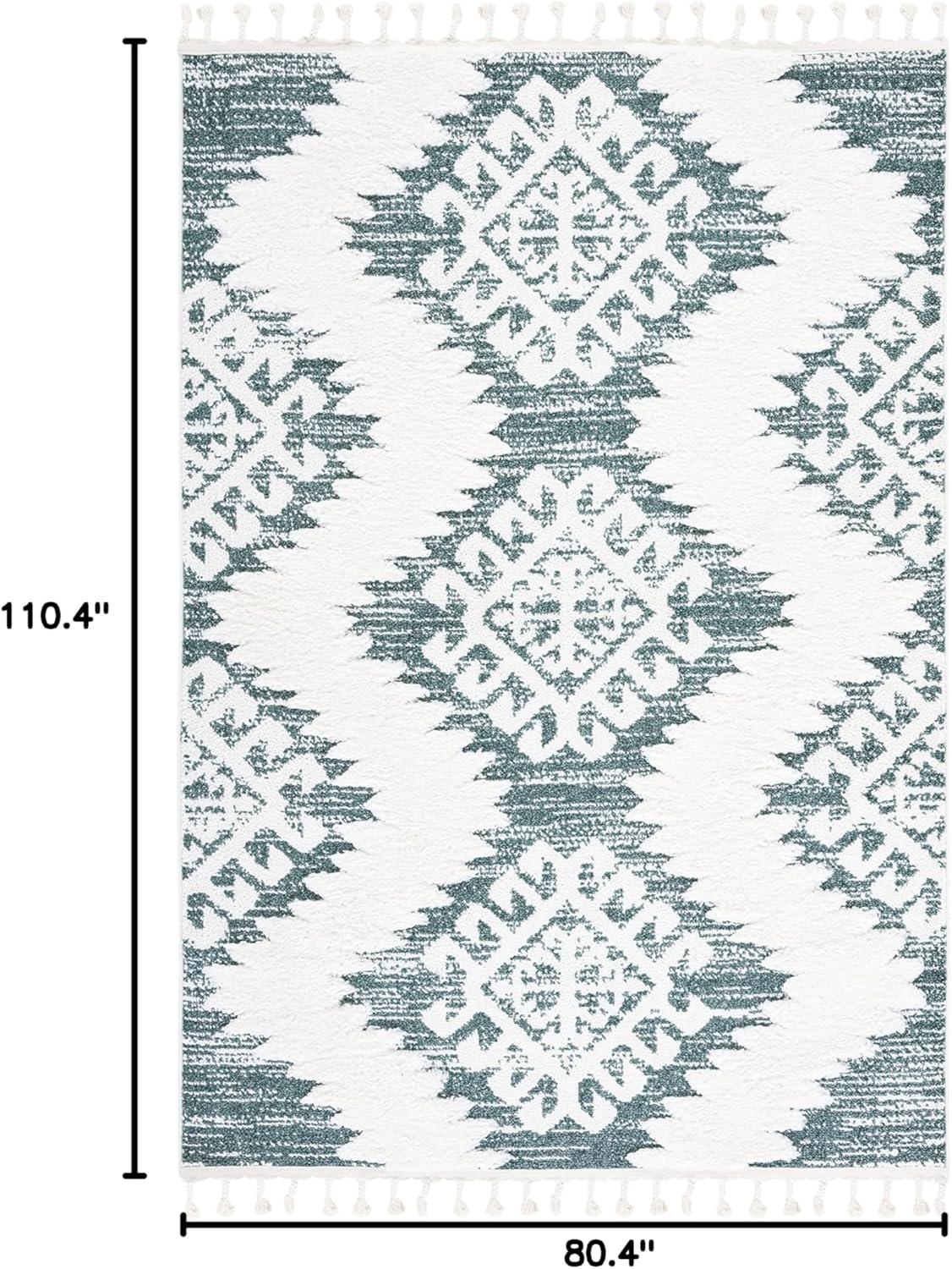 image:imageSAFAVIEH Area Rug 8x10 Moroccan Tassel Shag Collection Large Ivory amp Brown Boho Design NonShedding amp Easy Cleaning Plush Pile Ideal for Living Room Bedroom Dining Space MTS652AGreenIvory