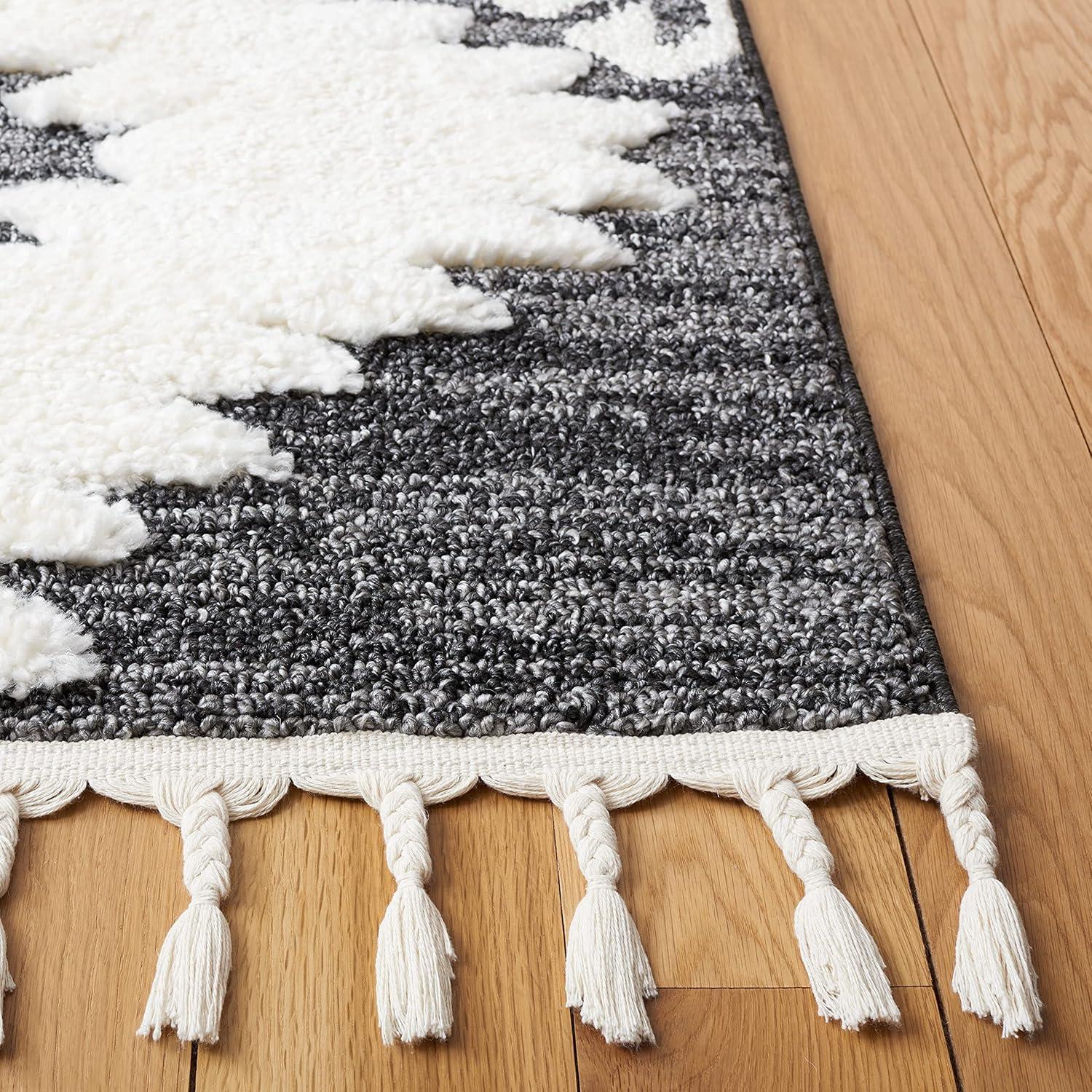 image:imageSAFAVIEH Area Rug 8x10 Moroccan Tassel Shag Collection Large Ivory amp Brown Boho Design NonShedding amp Easy Cleaning Plush Pile Ideal for Living Room Bedroom Dining Space MTS652ADark GreyIvory