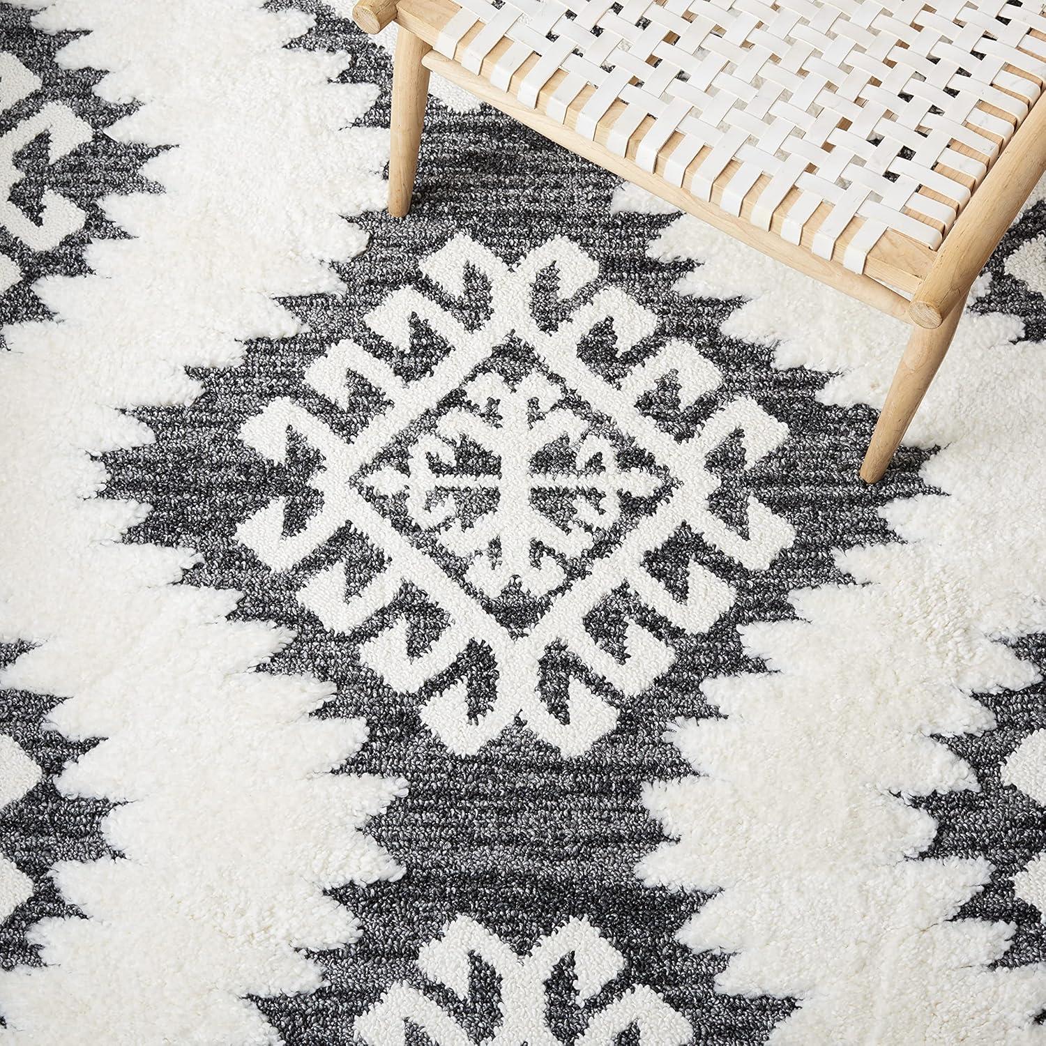 image:imageSAFAVIEH Area Rug 8x10 Moroccan Tassel Shag Collection Large Ivory amp Brown Boho Design NonShedding amp Easy Cleaning Plush Pile Ideal for Living Room Bedroom Dining Space MTS652ADark GreyIvory
