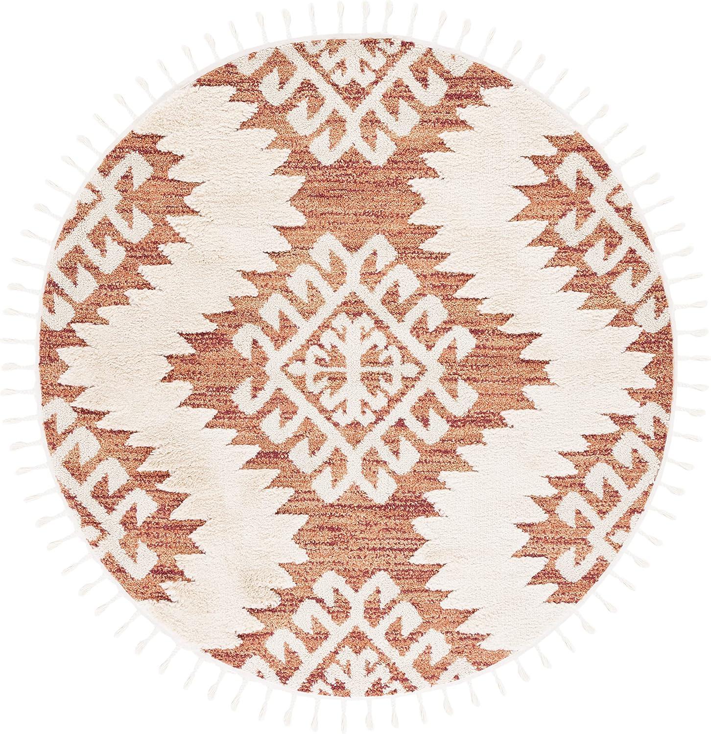 image:imageSAFAVIEH Area Rug 8x10 Moroccan Tassel Shag Collection Large Ivory amp Brown Boho Design NonShedding amp Easy Cleaning Plush Pile Ideal for Living Room Bedroom Dining Space MTS652AOrangeIvory