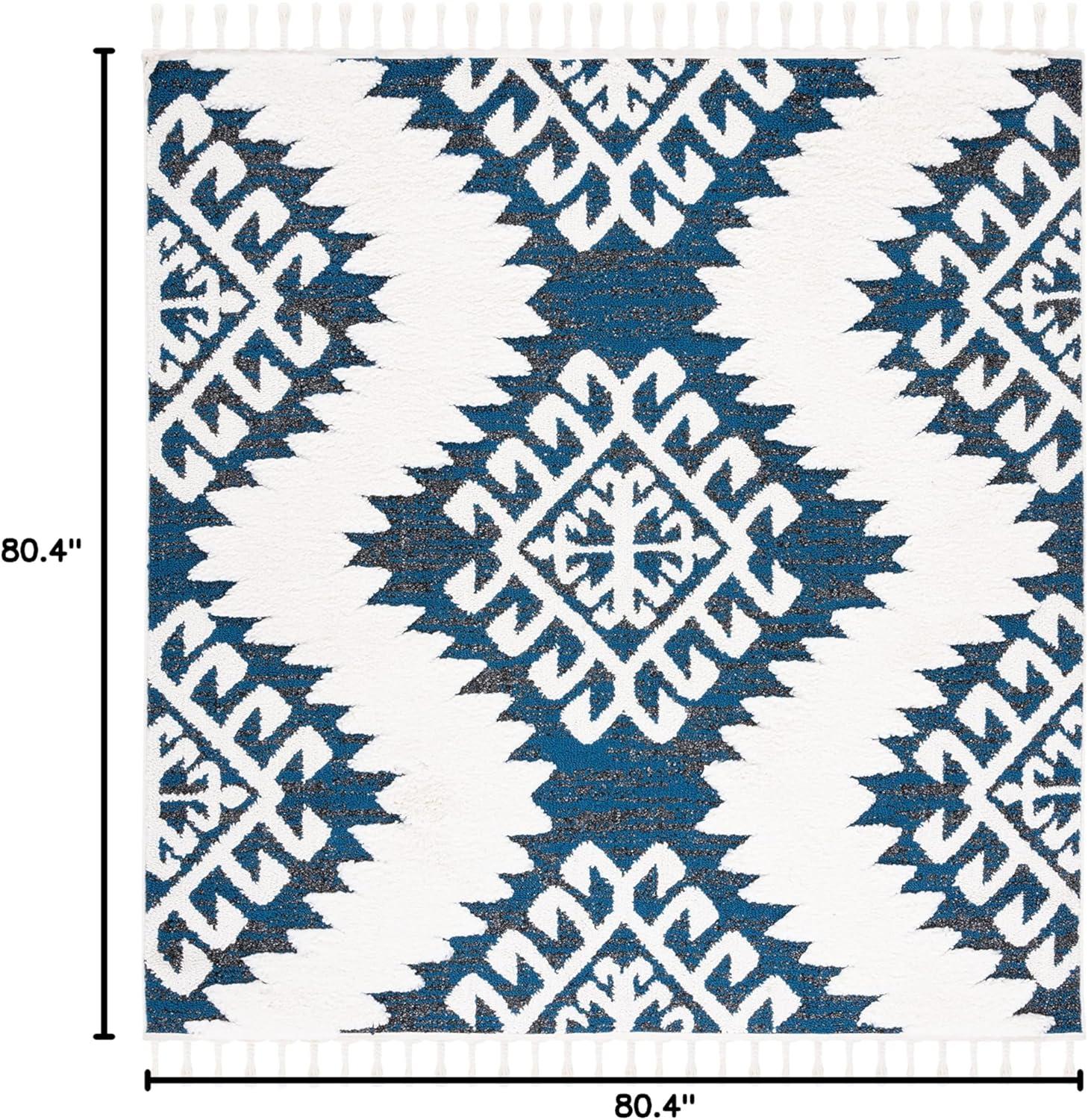 image:imageSAFAVIEH Area Rug 8x10 Moroccan Tassel Shag Collection Large Ivory amp Brown Boho Design NonShedding amp Easy Cleaning Plush Pile Ideal for Living Room Bedroom Dining Space MTS652ANavyIvory