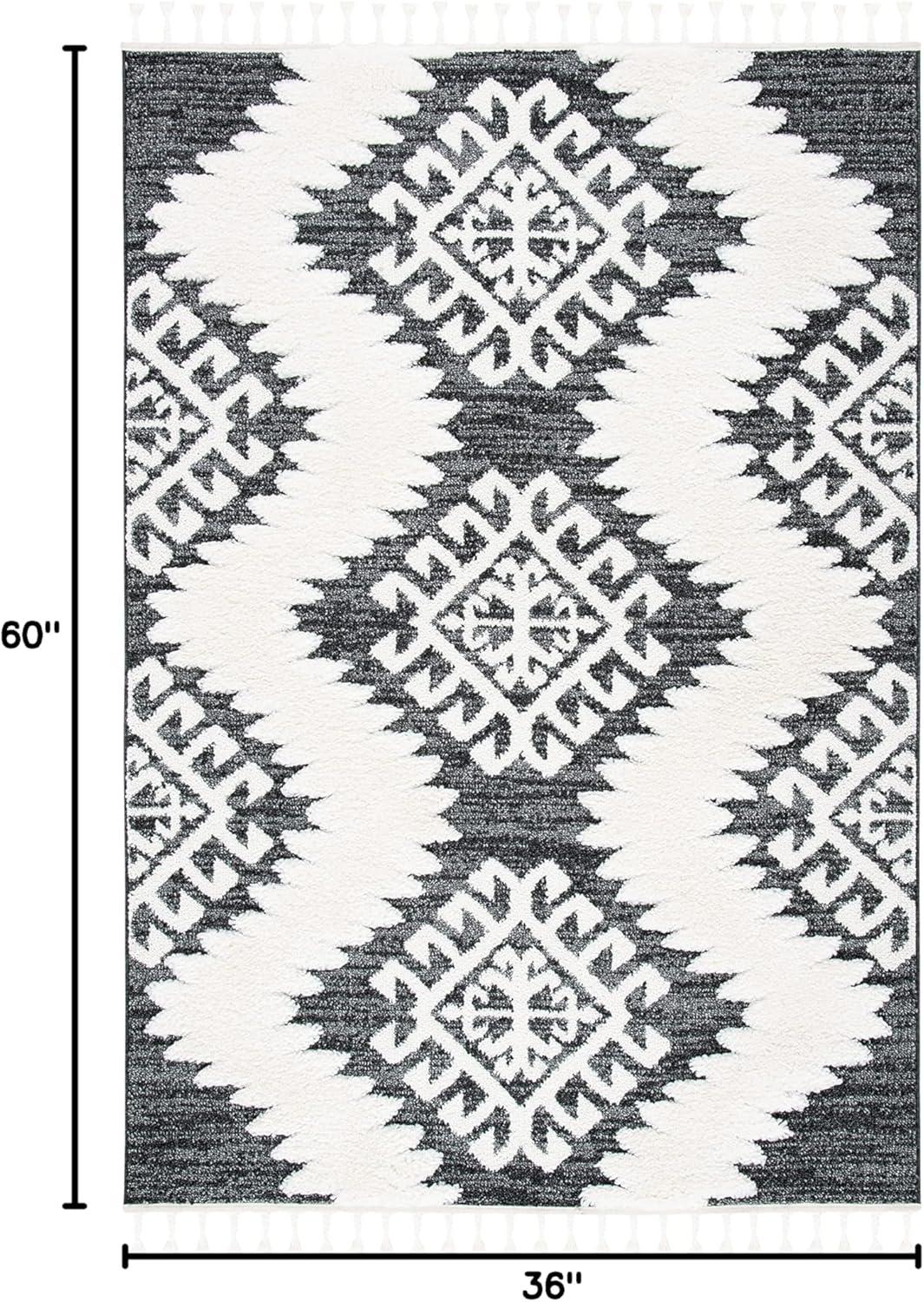 image:imageSAFAVIEH Area Rug 8x10 Moroccan Tassel Shag Collection Large Ivory amp Brown Boho Design NonShedding amp Easy Cleaning Plush Pile Ideal for Living Room Bedroom Dining Space MTS652ADark GreyIvory