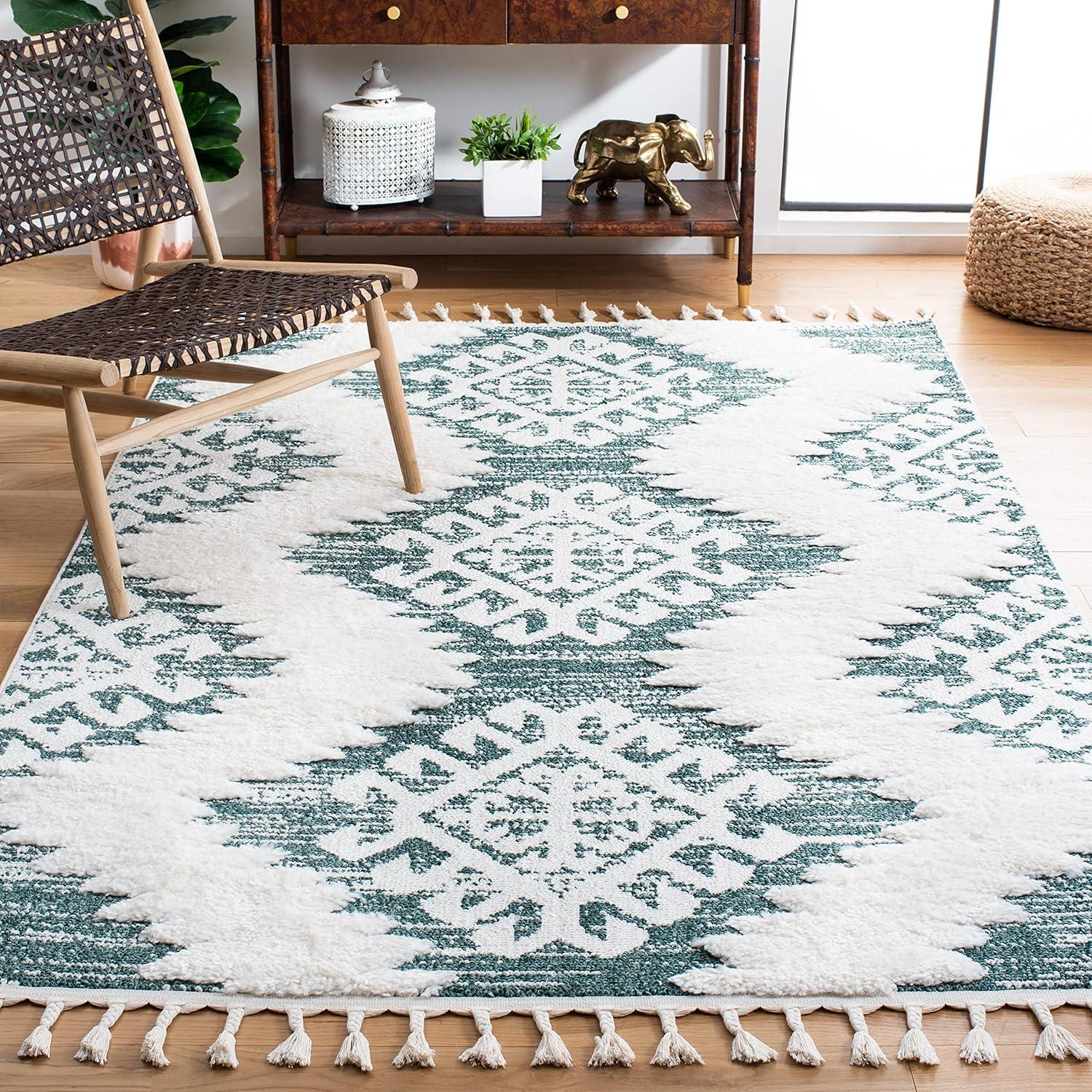 image:imageSAFAVIEH Area Rug 8x10 Moroccan Tassel Shag Collection Large Ivory amp Brown Boho Design NonShedding amp Easy Cleaning Plush Pile Ideal for Living Room Bedroom Dining Space MTS652AGreenIvory