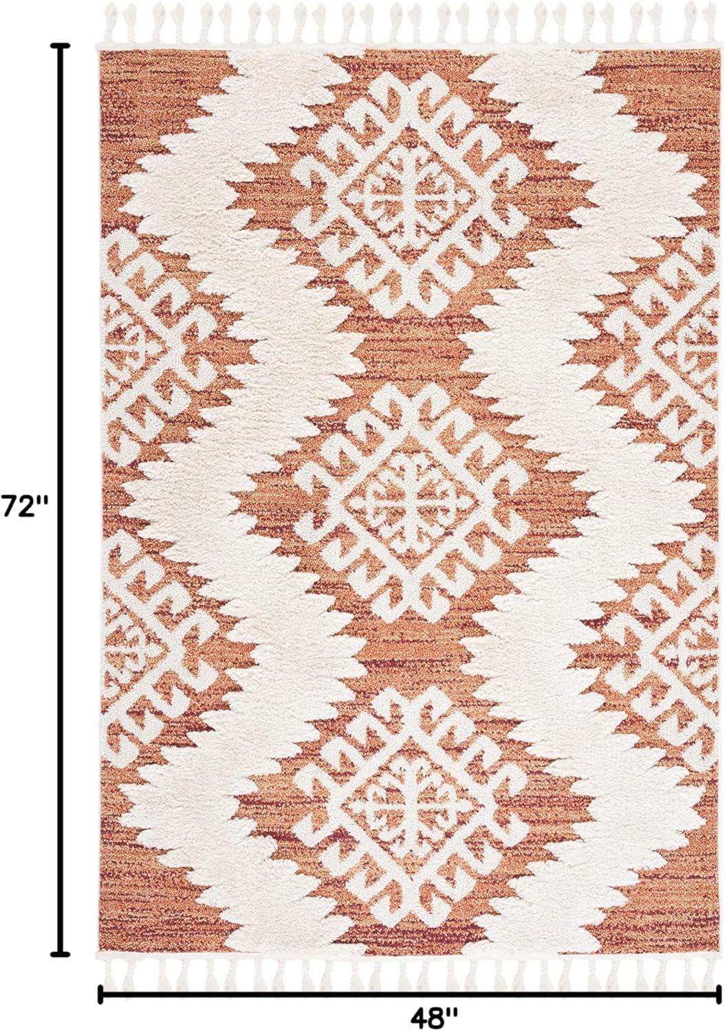 image:imageSAFAVIEH Area Rug 8x10 Moroccan Tassel Shag Collection Large Ivory amp Brown Boho Design NonShedding amp Easy Cleaning Plush Pile Ideal for Living Room Bedroom Dining Space MTS652AOrangeIvory