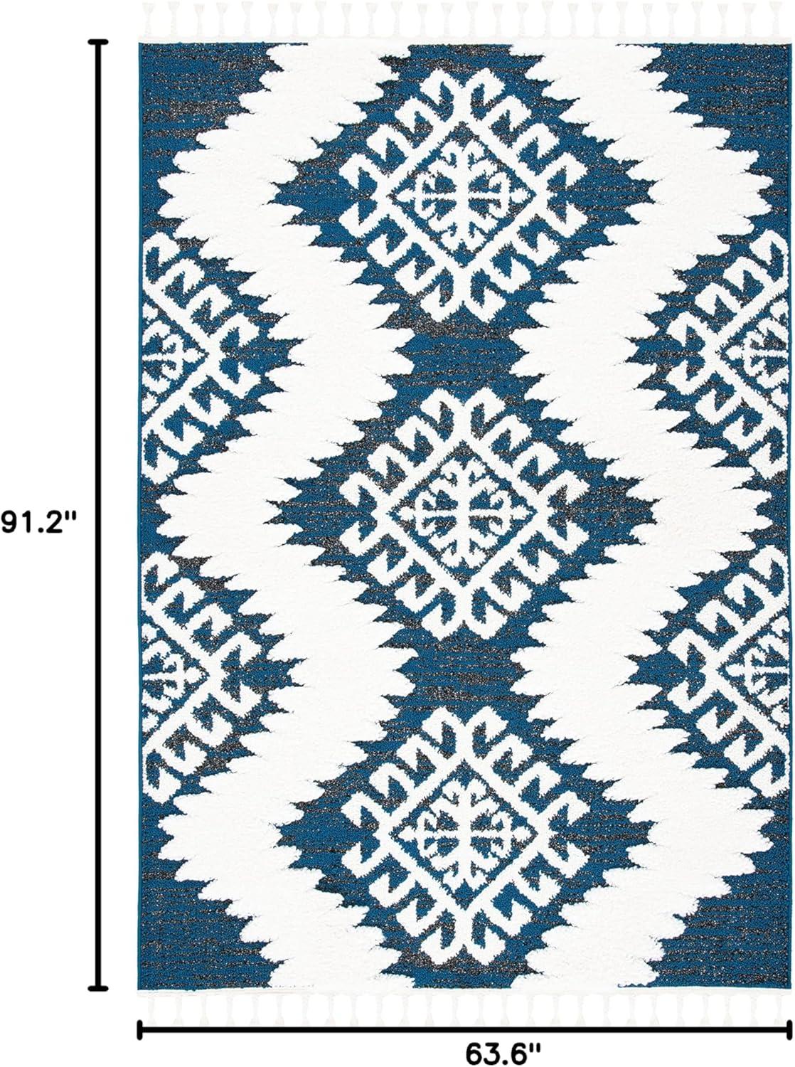 image:imageSAFAVIEH Area Rug 8x10 Moroccan Tassel Shag Collection Large Ivory amp Brown Boho Design NonShedding amp Easy Cleaning Plush Pile Ideal for Living Room Bedroom Dining Space MTS652ANavyIvory