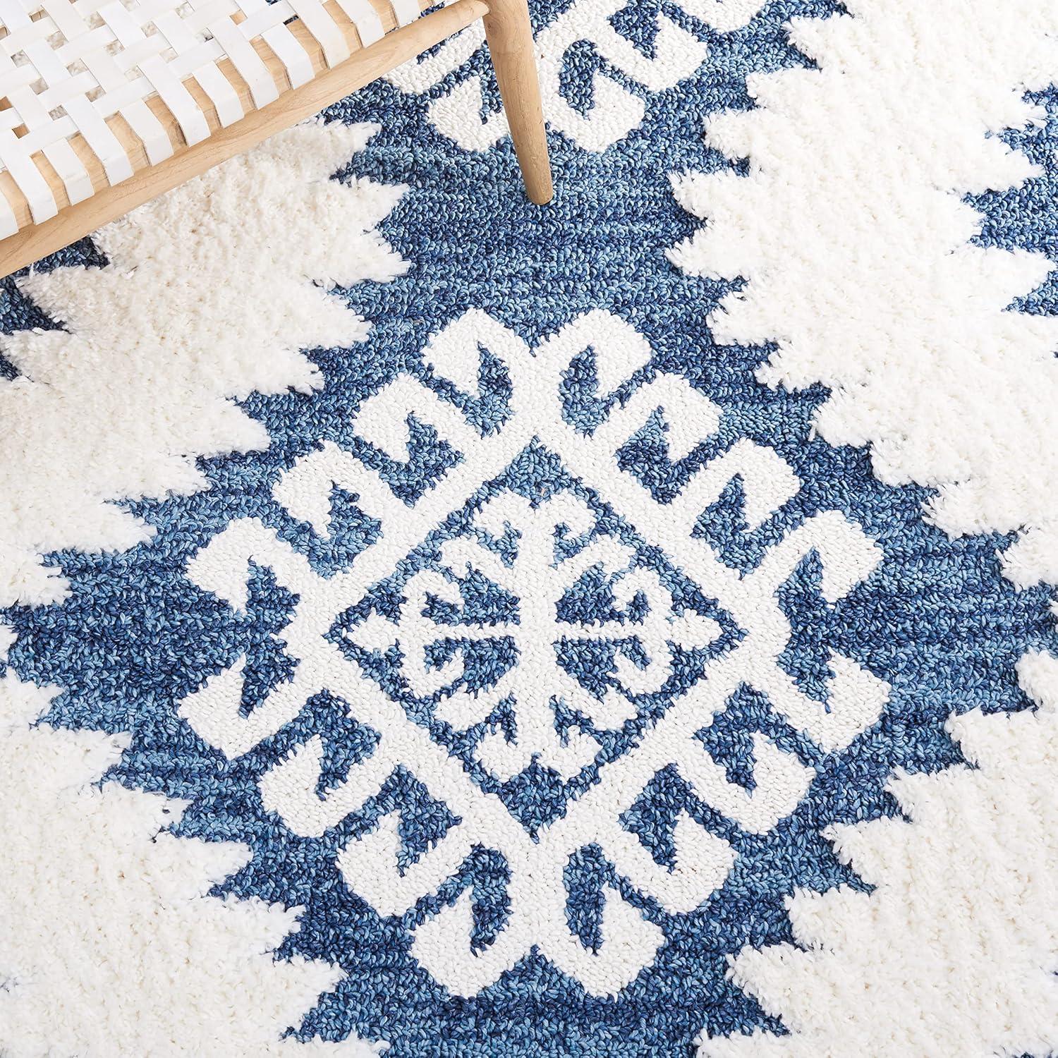 image:imageSAFAVIEH Area Rug 8x10 Moroccan Tassel Shag Collection Large Ivory amp Brown Boho Design NonShedding amp Easy Cleaning Plush Pile Ideal for Living Room Bedroom Dining Space MTS652ABlueIvory