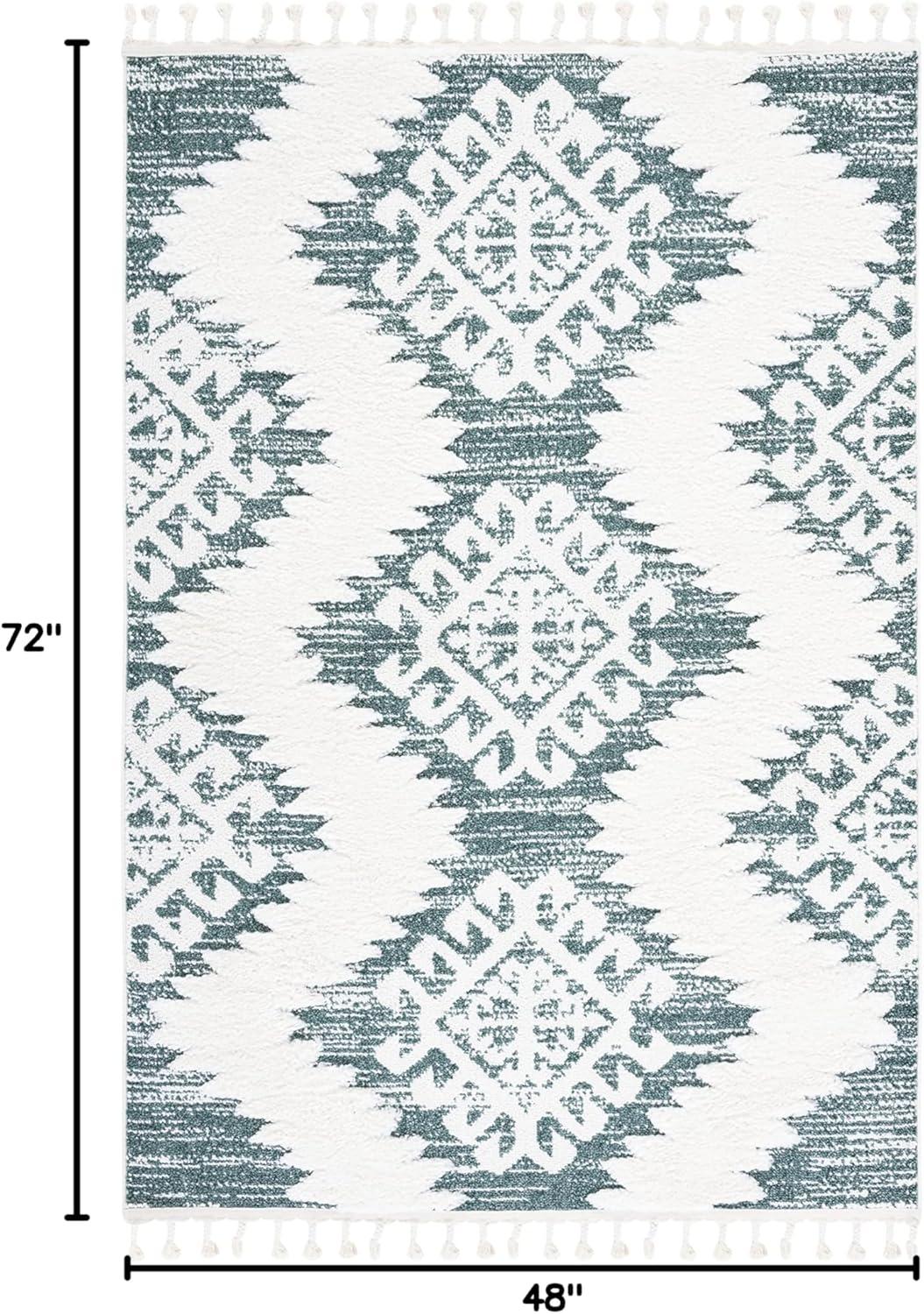 image:imageSAFAVIEH Area Rug 8x10 Moroccan Tassel Shag Collection Large Ivory amp Brown Boho Design NonShedding amp Easy Cleaning Plush Pile Ideal for Living Room Bedroom Dining Space MTS652AGreenIvory