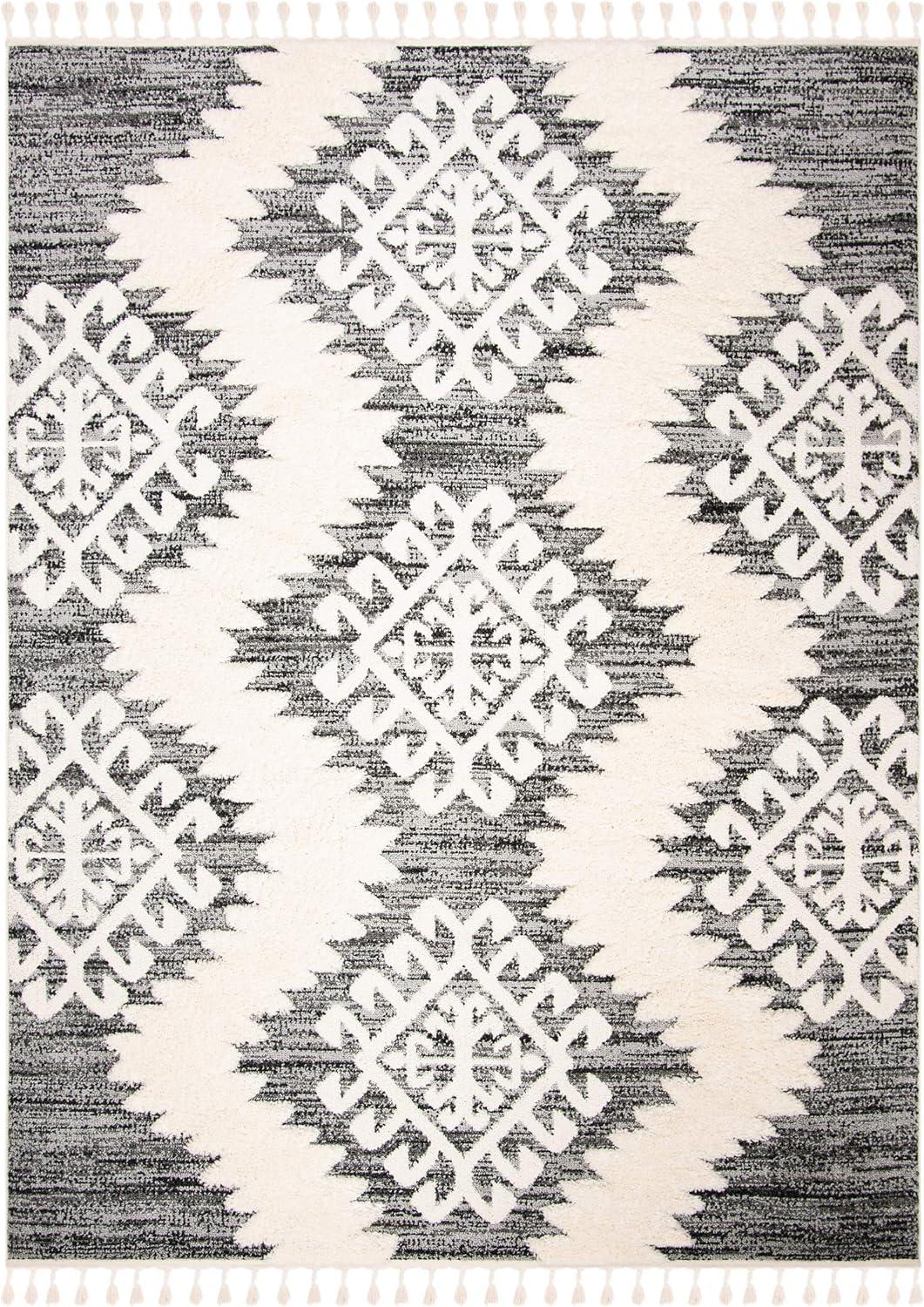 image:imageSAFAVIEH Area Rug 8x10 Moroccan Tassel Shag Collection Large Ivory amp Brown Boho Design NonShedding amp Easy Cleaning Plush Pile Ideal for Living Room Bedroom Dining Space MTS652AIvoryGrey