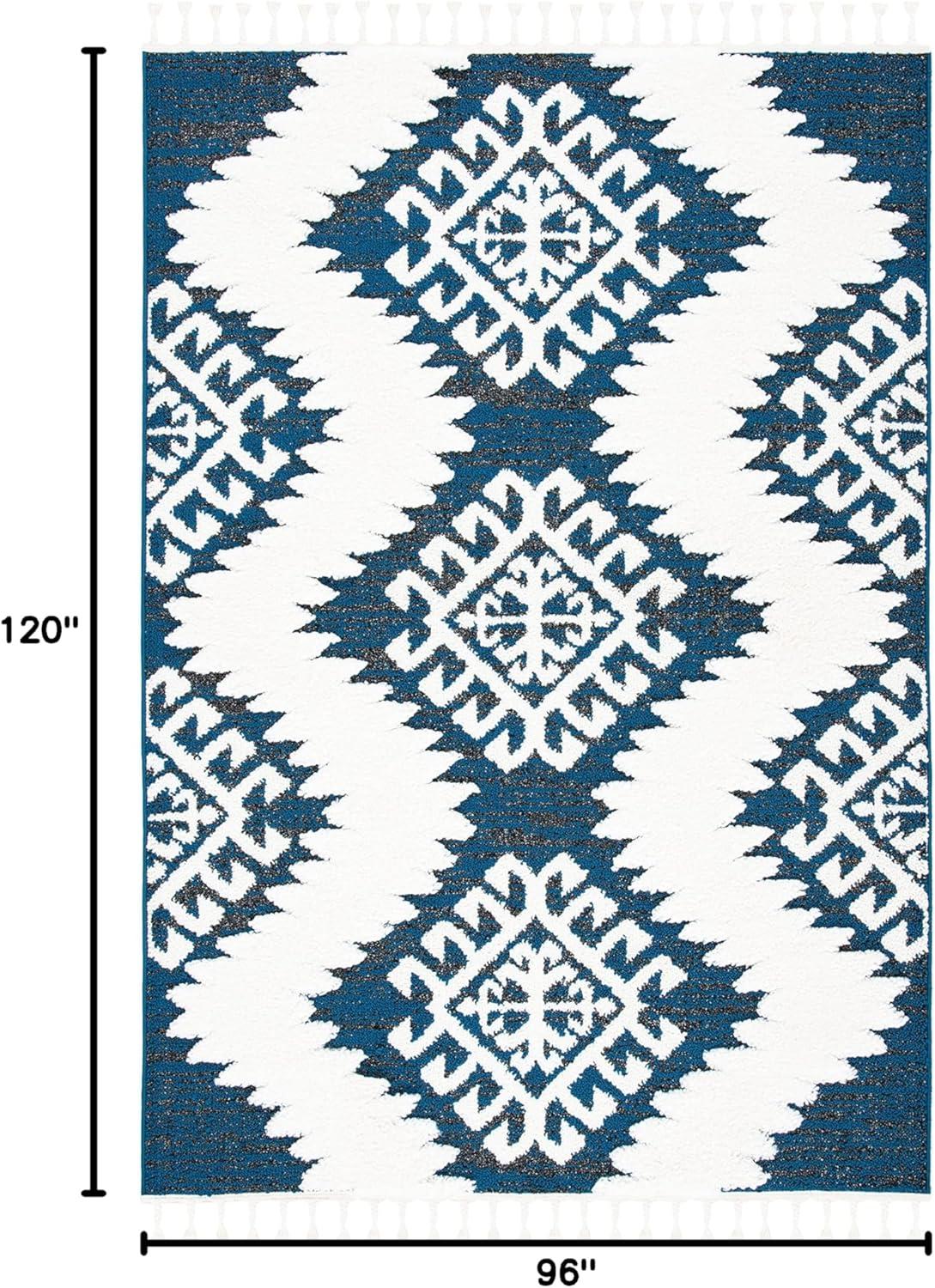image:imageSAFAVIEH Area Rug 8x10 Moroccan Tassel Shag Collection Large Ivory amp Brown Boho Design NonShedding amp Easy Cleaning Plush Pile Ideal for Living Room Bedroom Dining Space MTS652ANavyIvory