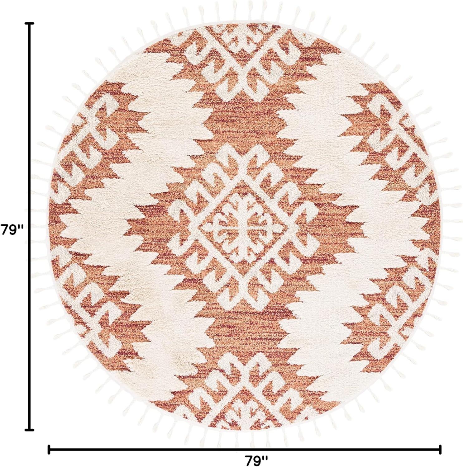 image:imageSAFAVIEH Area Rug 8x10 Moroccan Tassel Shag Collection Large Ivory amp Brown Boho Design NonShedding amp Easy Cleaning Plush Pile Ideal for Living Room Bedroom Dining Space MTS652AOrangeIvory