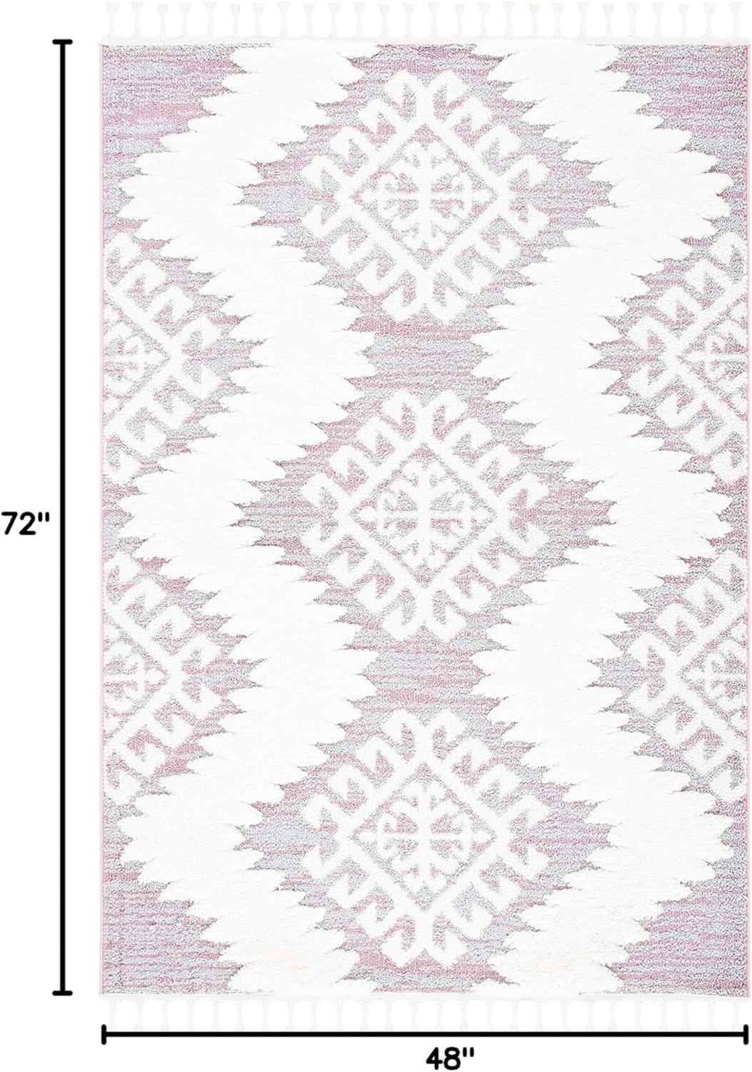 image:imageSAFAVIEH Area Rug 8x10 Moroccan Tassel Shag Collection Large Ivory amp Brown Boho Design NonShedding amp Easy Cleaning Plush Pile Ideal for Living Room Bedroom Dining Space MTS652APinkIvory