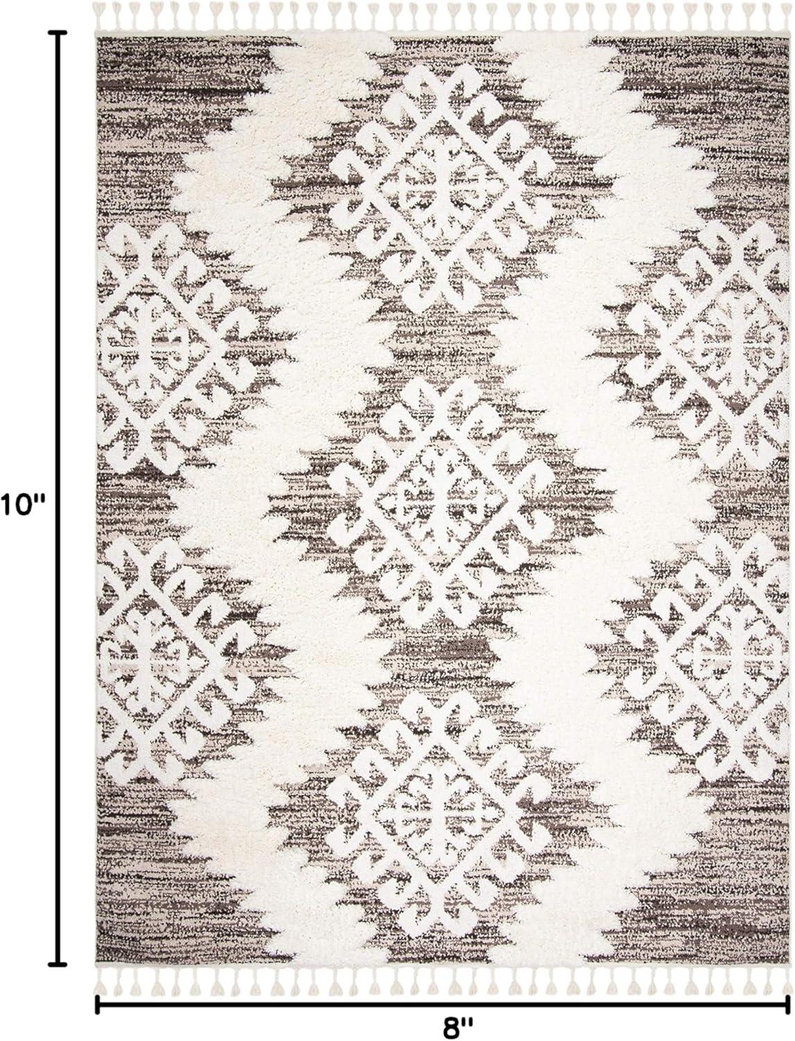 image:imageSAFAVIEH Area Rug 8x10 Moroccan Tassel Shag Collection Large Ivory amp Brown Boho Design NonShedding amp Easy Cleaning Plush Pile Ideal for Living Room Bedroom Dining Space MTS652AIvoryBrown