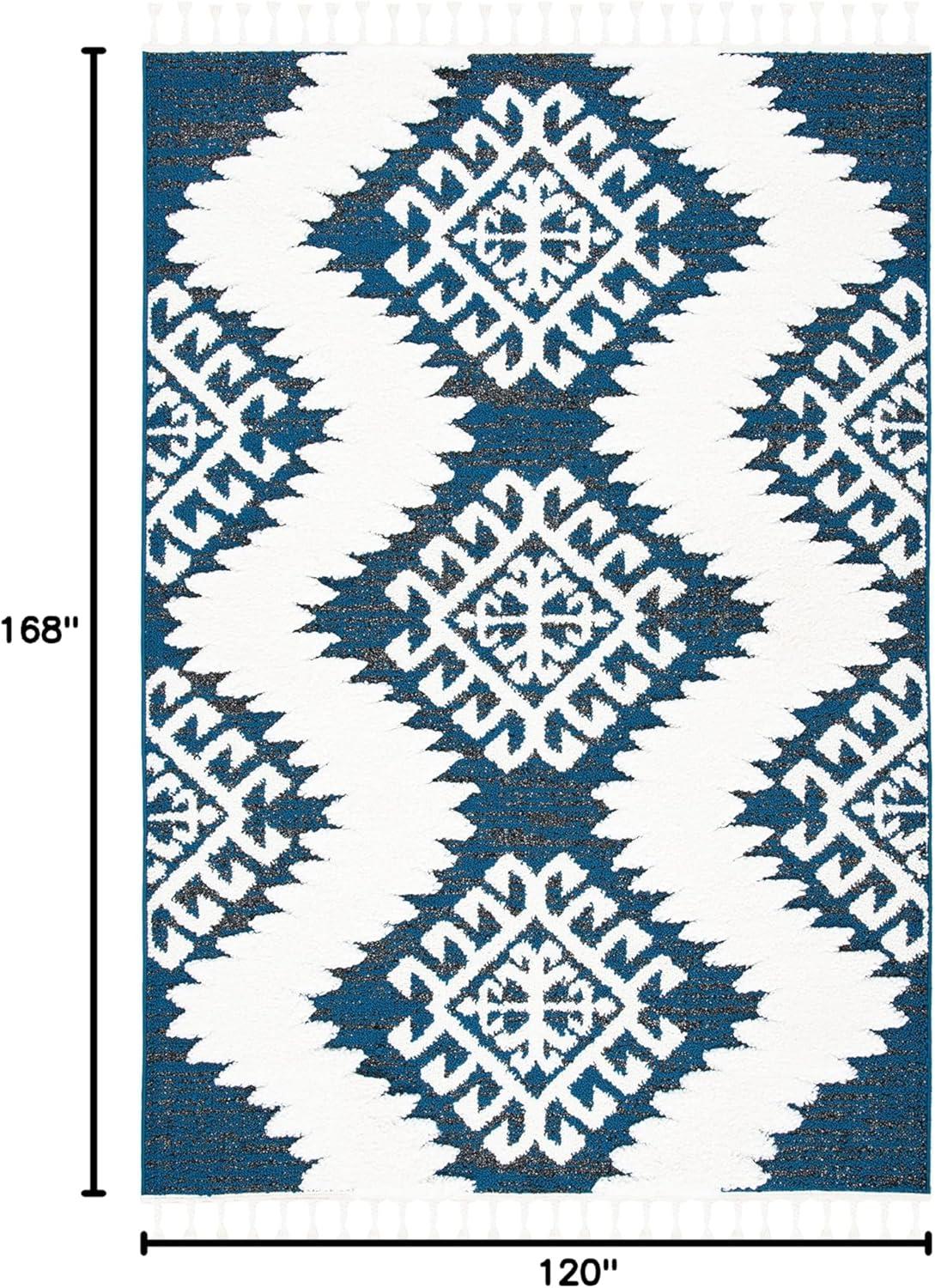 image:imageSAFAVIEH Area Rug 8x10 Moroccan Tassel Shag Collection Large Ivory amp Brown Boho Design NonShedding amp Easy Cleaning Plush Pile Ideal for Living Room Bedroom Dining Space MTS652ANavyIvory