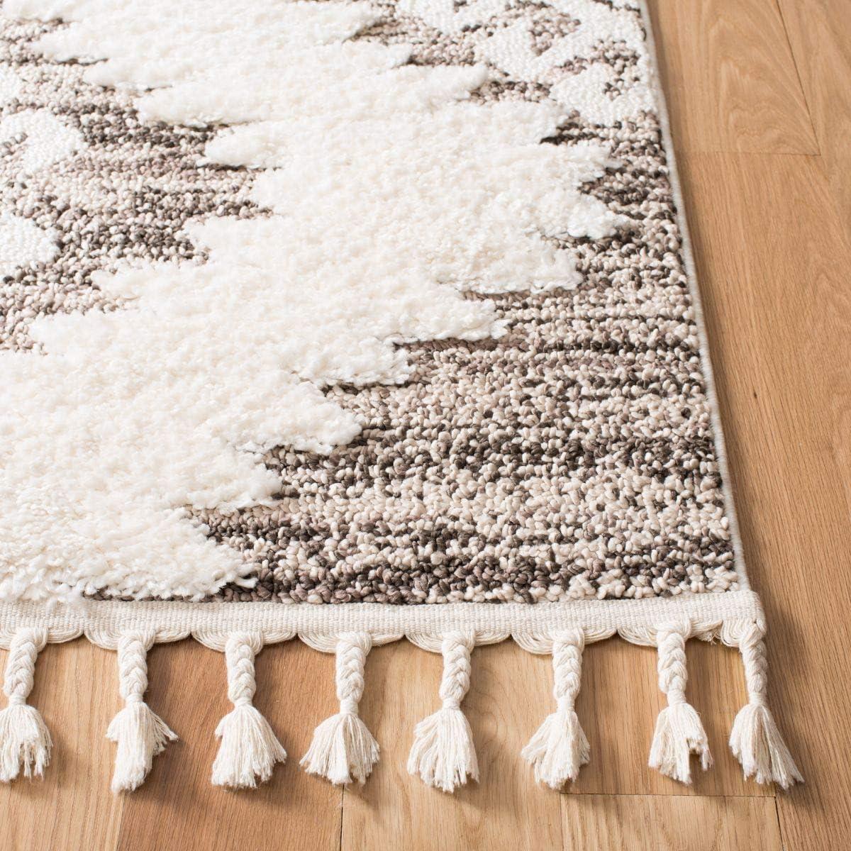 image:imageSAFAVIEH Area Rug 8x10 Moroccan Tassel Shag Collection Large Ivory amp Brown Boho Design NonShedding amp Easy Cleaning Plush Pile Ideal for Living Room Bedroom Dining Space MTS652AIvoryBrown