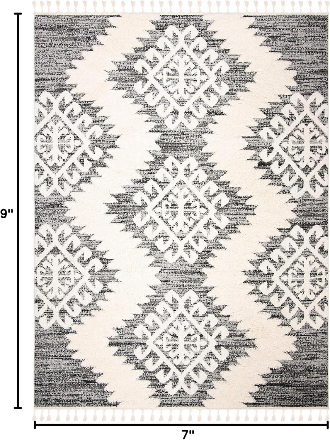 image:imageSAFAVIEH Area Rug 8x10 Moroccan Tassel Shag Collection Large Ivory amp Brown Boho Design NonShedding amp Easy Cleaning Plush Pile Ideal for Living Room Bedroom Dining Space MTS652AIvoryGrey