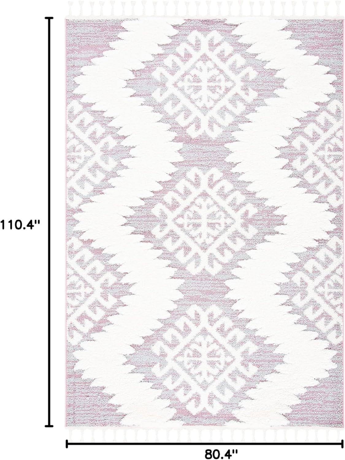 image:imageSAFAVIEH Area Rug 8x10 Moroccan Tassel Shag Collection Large Ivory amp Brown Boho Design NonShedding amp Easy Cleaning Plush Pile Ideal for Living Room Bedroom Dining Space MTS652APinkIvory