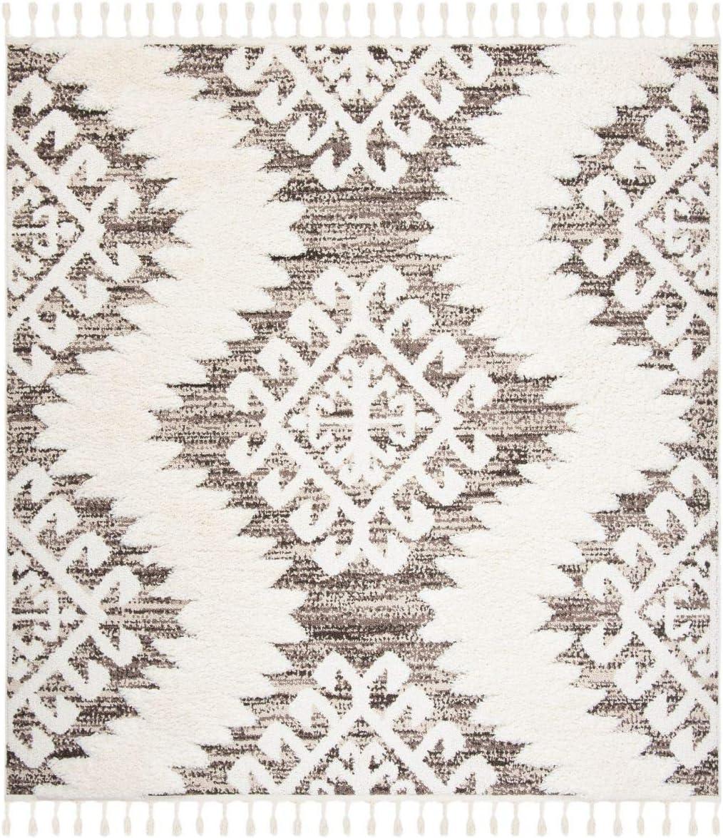 image:imageSAFAVIEH Area Rug 8x10 Moroccan Tassel Shag Collection Large Ivory amp Brown Boho Design NonShedding amp Easy Cleaning Plush Pile Ideal for Living Room Bedroom Dining Space MTS652AIvoryBrown