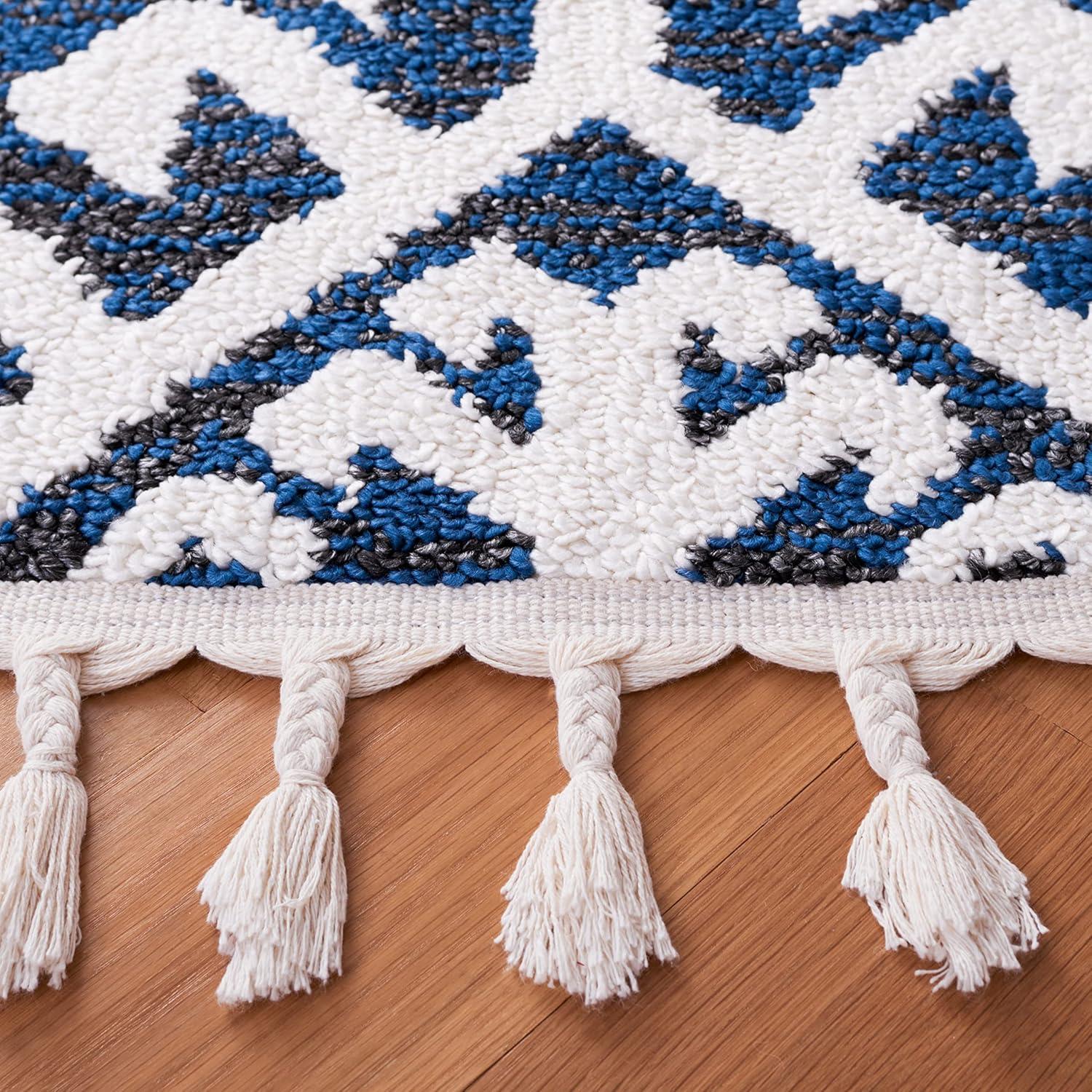image:imageSAFAVIEH Area Rug 8x10 Moroccan Tassel Shag Collection Large Ivory amp Brown Boho Design NonShedding amp Easy Cleaning Plush Pile Ideal for Living Room Bedroom Dining Space MTS652ANavyIvory