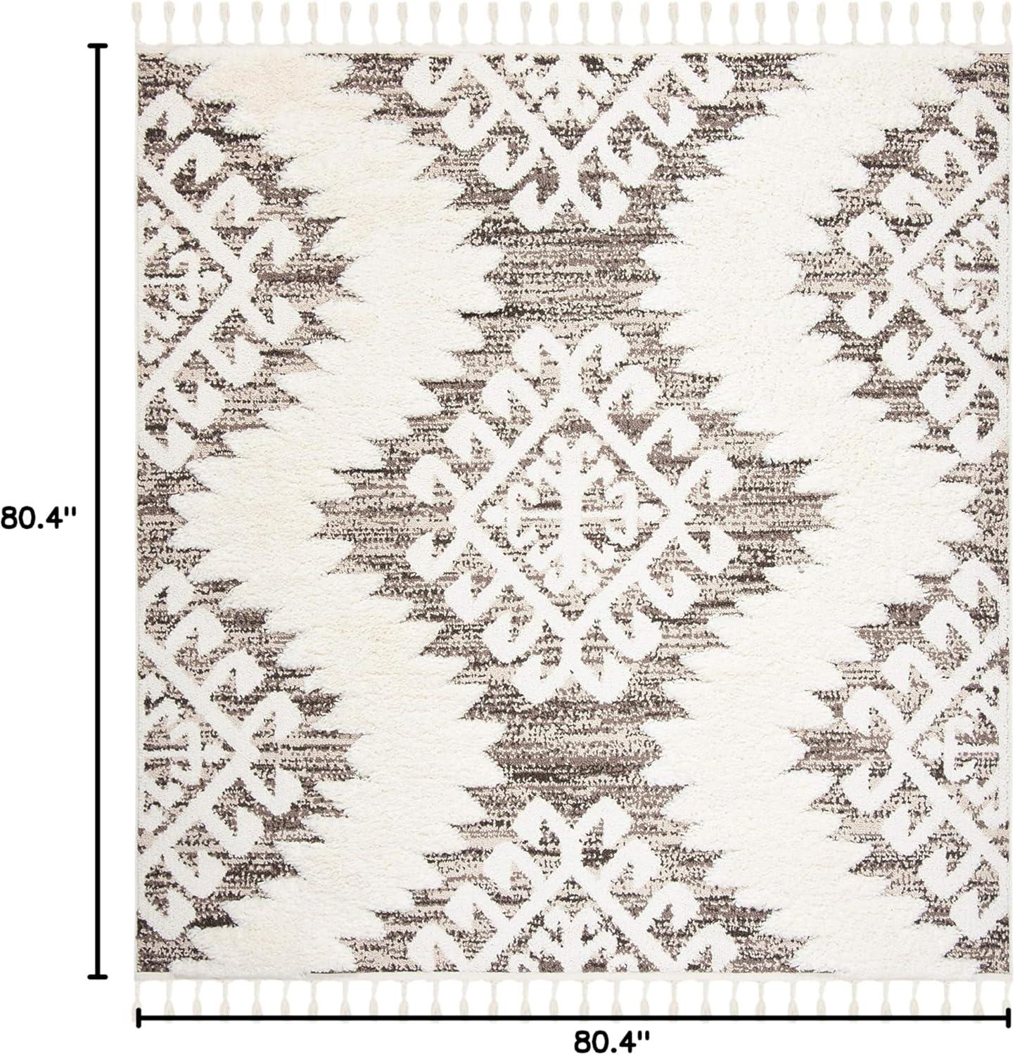 image:imageSAFAVIEH Area Rug 8x10 Moroccan Tassel Shag Collection Large Ivory amp Brown Boho Design NonShedding amp Easy Cleaning Plush Pile Ideal for Living Room Bedroom Dining Space MTS652AIvoryBrown