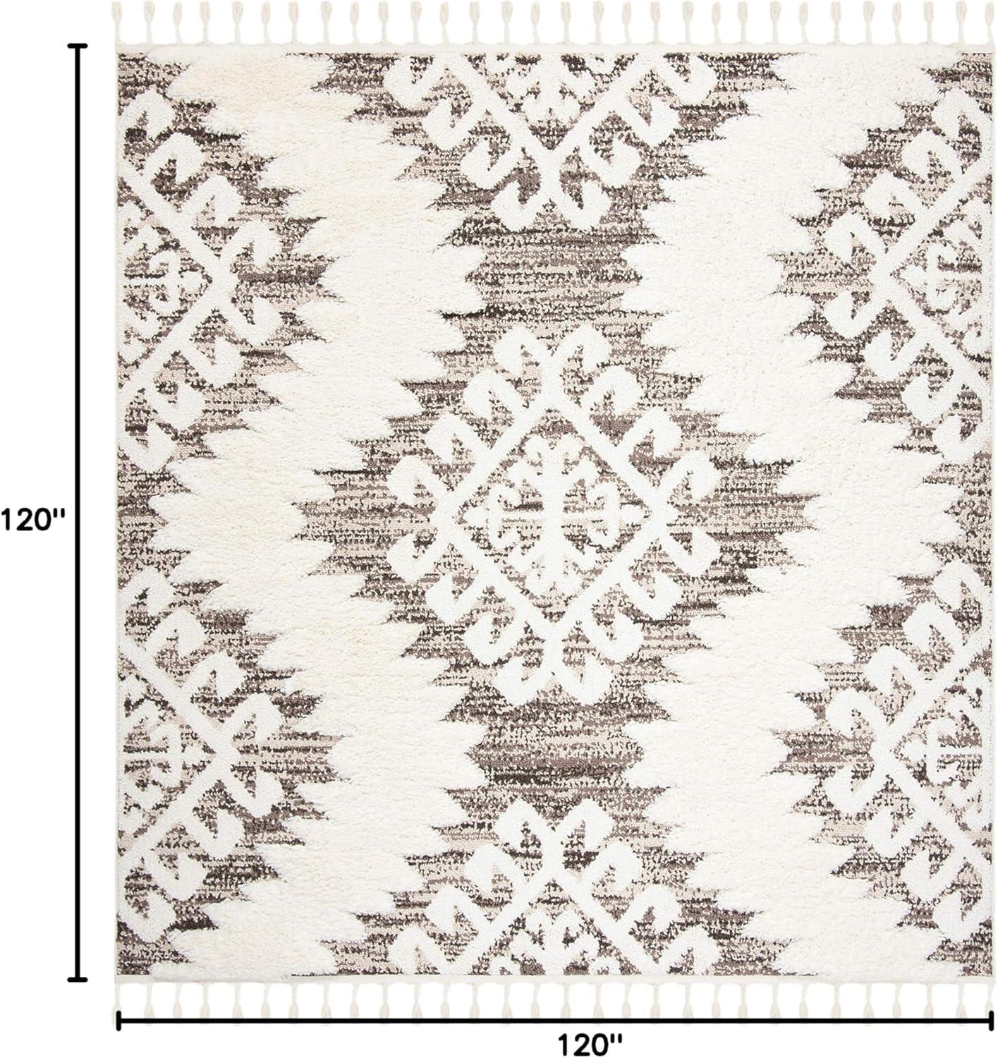 image:imageSAFAVIEH Area Rug 8x10 Moroccan Tassel Shag Collection Large Ivory amp Brown Boho Design NonShedding amp Easy Cleaning Plush Pile Ideal for Living Room Bedroom Dining Space MTS652AIvoryBrown