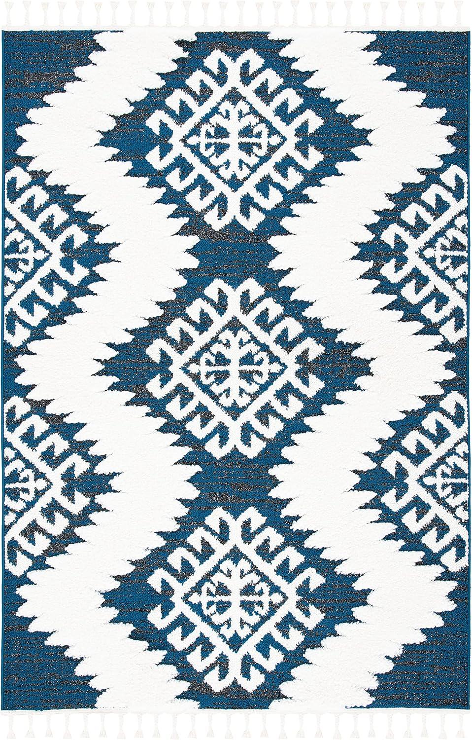 image:imageSAFAVIEH Area Rug 8x10 Moroccan Tassel Shag Collection Large Ivory amp Brown Boho Design NonShedding amp Easy Cleaning Plush Pile Ideal for Living Room Bedroom Dining Space MTS652ANavyIvory