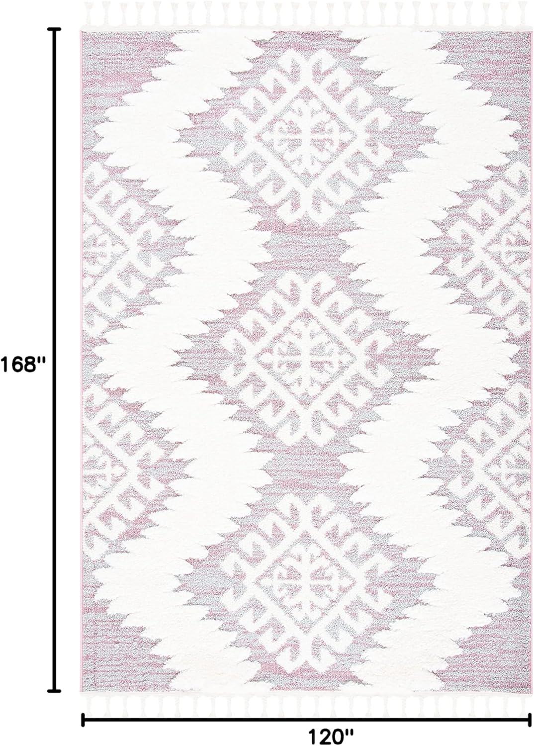 image:imageSAFAVIEH Area Rug 8x10 Moroccan Tassel Shag Collection Large Ivory amp Brown Boho Design NonShedding amp Easy Cleaning Plush Pile Ideal for Living Room Bedroom Dining Space MTS652APinkIvory