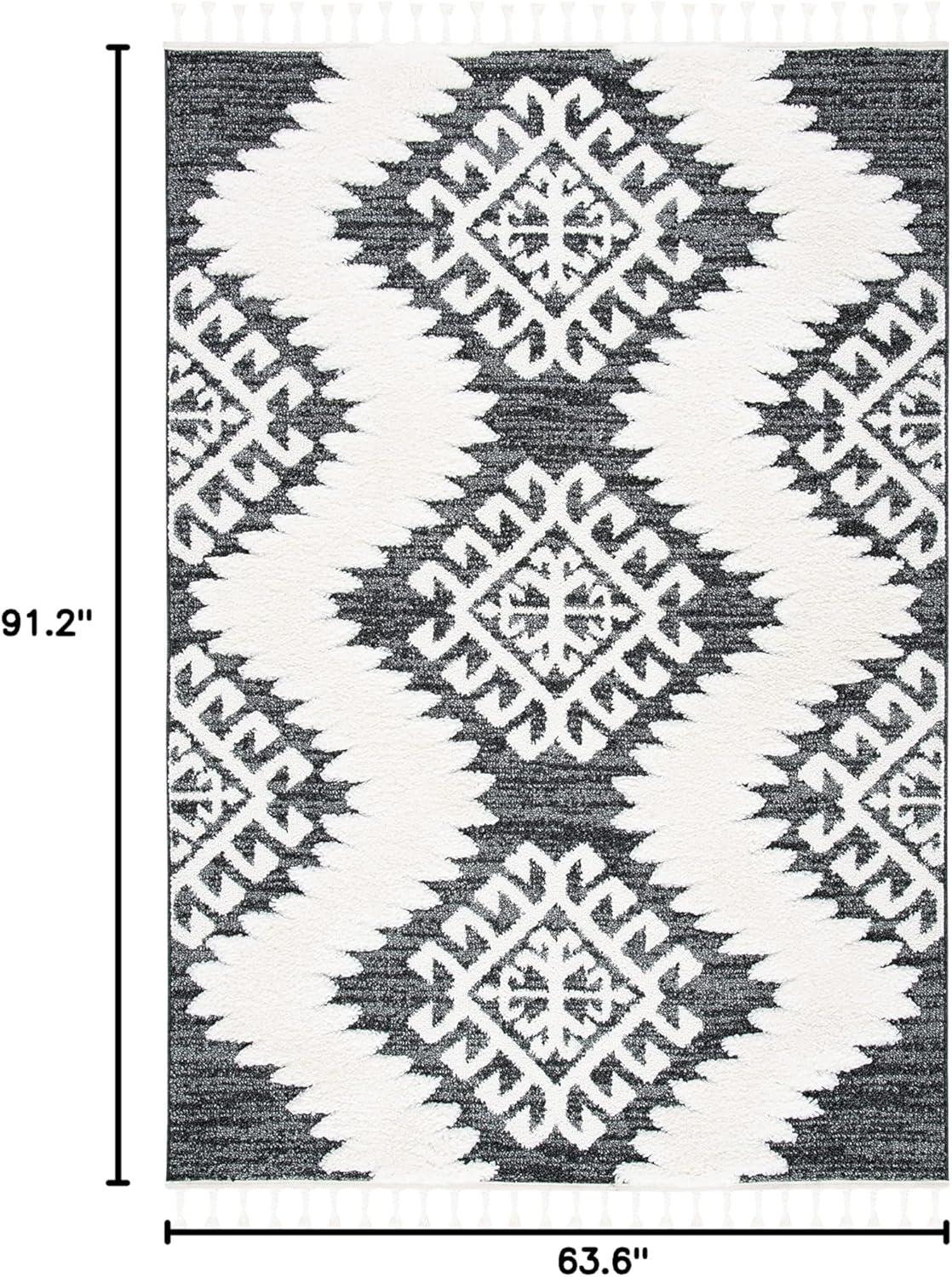 image:imageSAFAVIEH Area Rug 8x10 Moroccan Tassel Shag Collection Large Ivory amp Brown Boho Design NonShedding amp Easy Cleaning Plush Pile Ideal for Living Room Bedroom Dining Space MTS652ADark GreyIvory