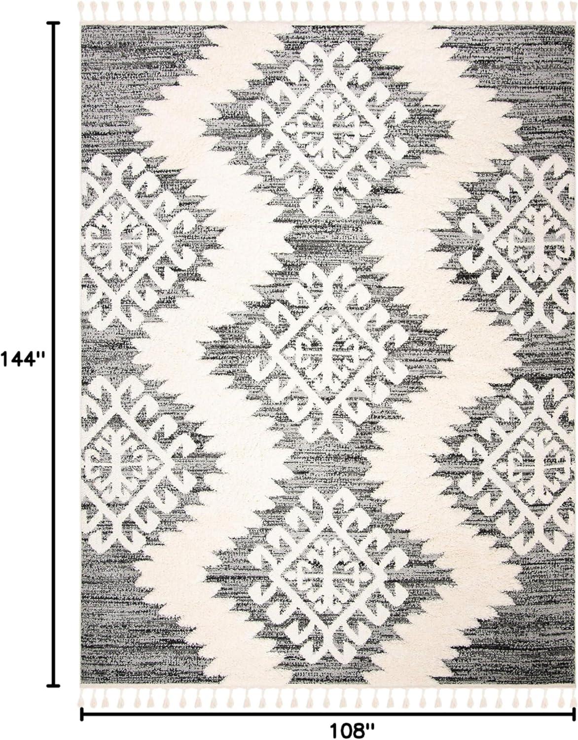 image:imageSAFAVIEH Area Rug 8x10 Moroccan Tassel Shag Collection Large Ivory amp Brown Boho Design NonShedding amp Easy Cleaning Plush Pile Ideal for Living Room Bedroom Dining Space MTS652AIvoryGrey