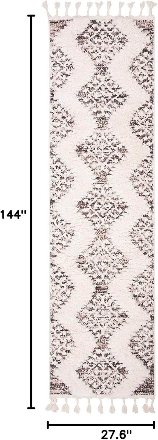 image:imageSAFAVIEH Area Rug 8x10 Moroccan Tassel Shag Collection Large Ivory amp Brown Boho Design NonShedding amp Easy Cleaning Plush Pile Ideal for Living Room Bedroom Dining Space MTS652AIvoryBrown