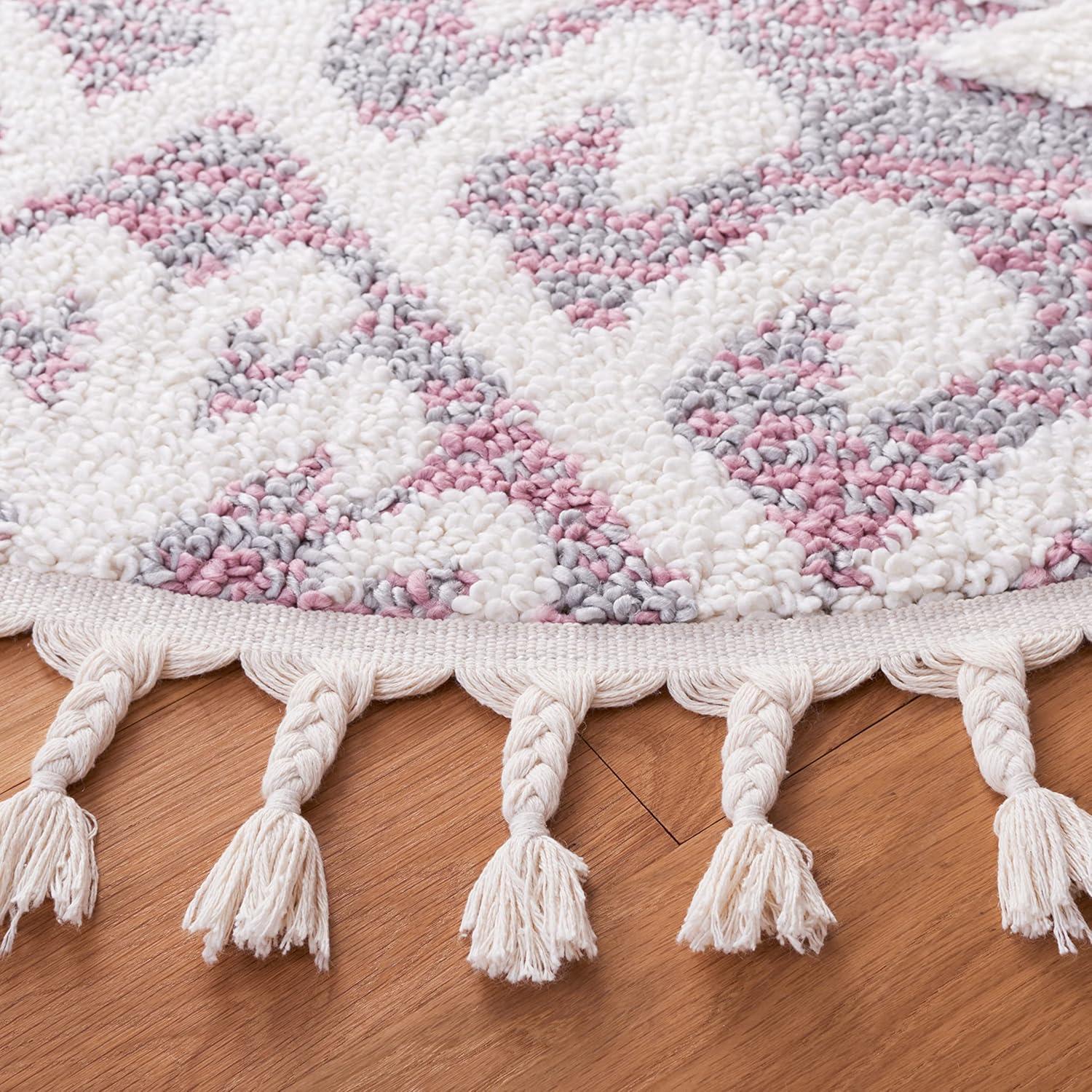 image:imageSAFAVIEH Area Rug 8x10 Moroccan Tassel Shag Collection Large Ivory amp Brown Boho Design NonShedding amp Easy Cleaning Plush Pile Ideal for Living Room Bedroom Dining Space MTS652APinkIvory