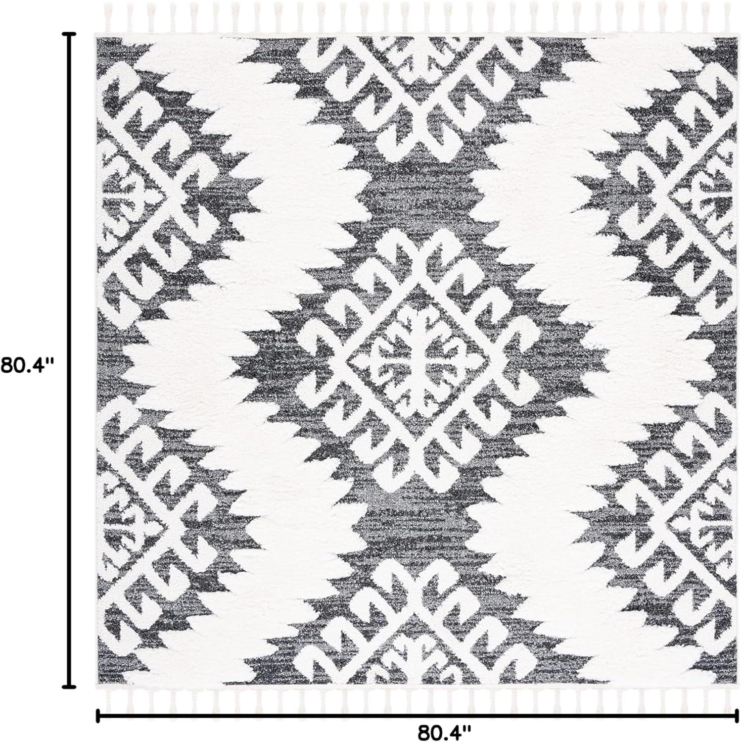 image:imageSAFAVIEH Area Rug 8x10 Moroccan Tassel Shag Collection Large Ivory amp Brown Boho Design NonShedding amp Easy Cleaning Plush Pile Ideal for Living Room Bedroom Dining Space MTS652ADark GreyIvory