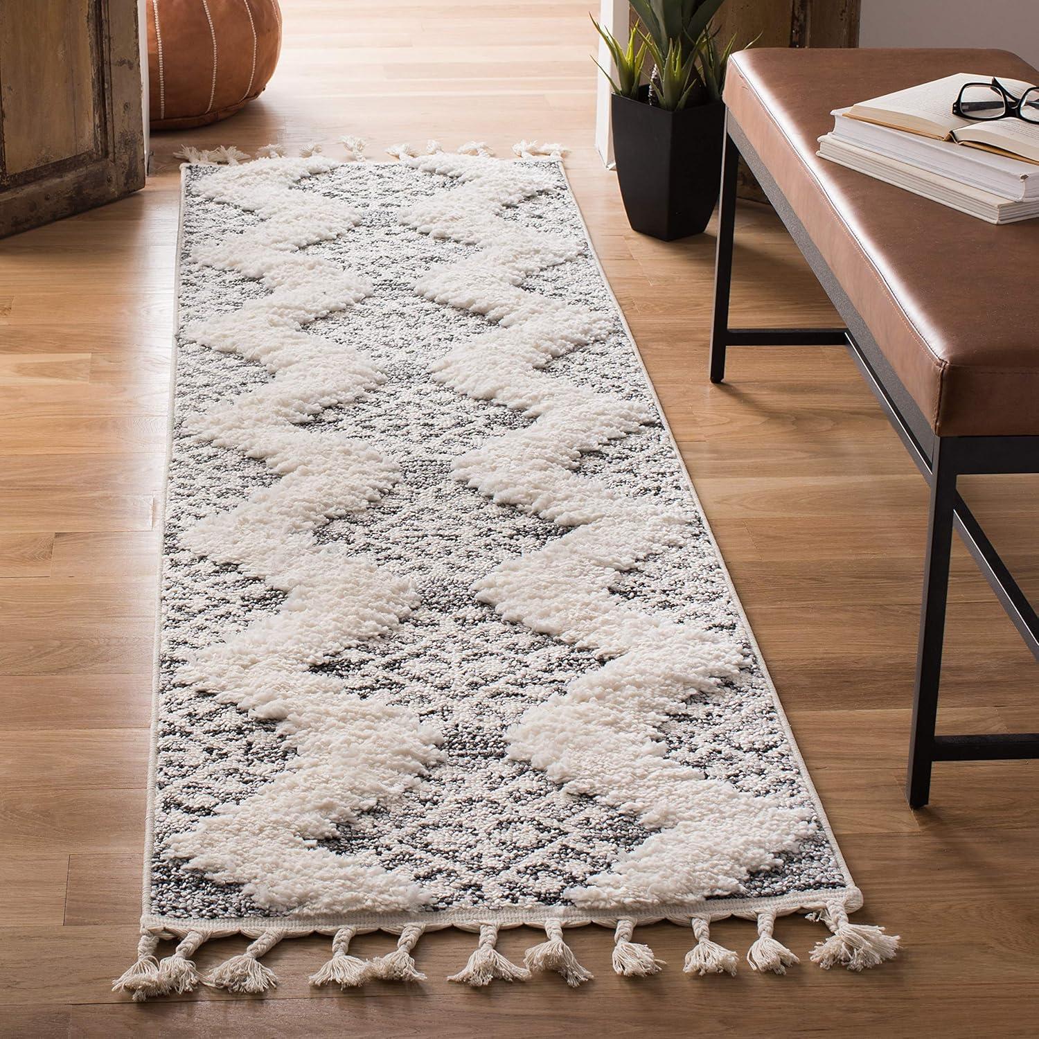 image:imageSAFAVIEH Area Rug 8x10 Moroccan Tassel Shag Collection Large Ivory amp Brown Boho Design NonShedding amp Easy Cleaning Plush Pile Ideal for Living Room Bedroom Dining Space MTS652AIvoryGrey