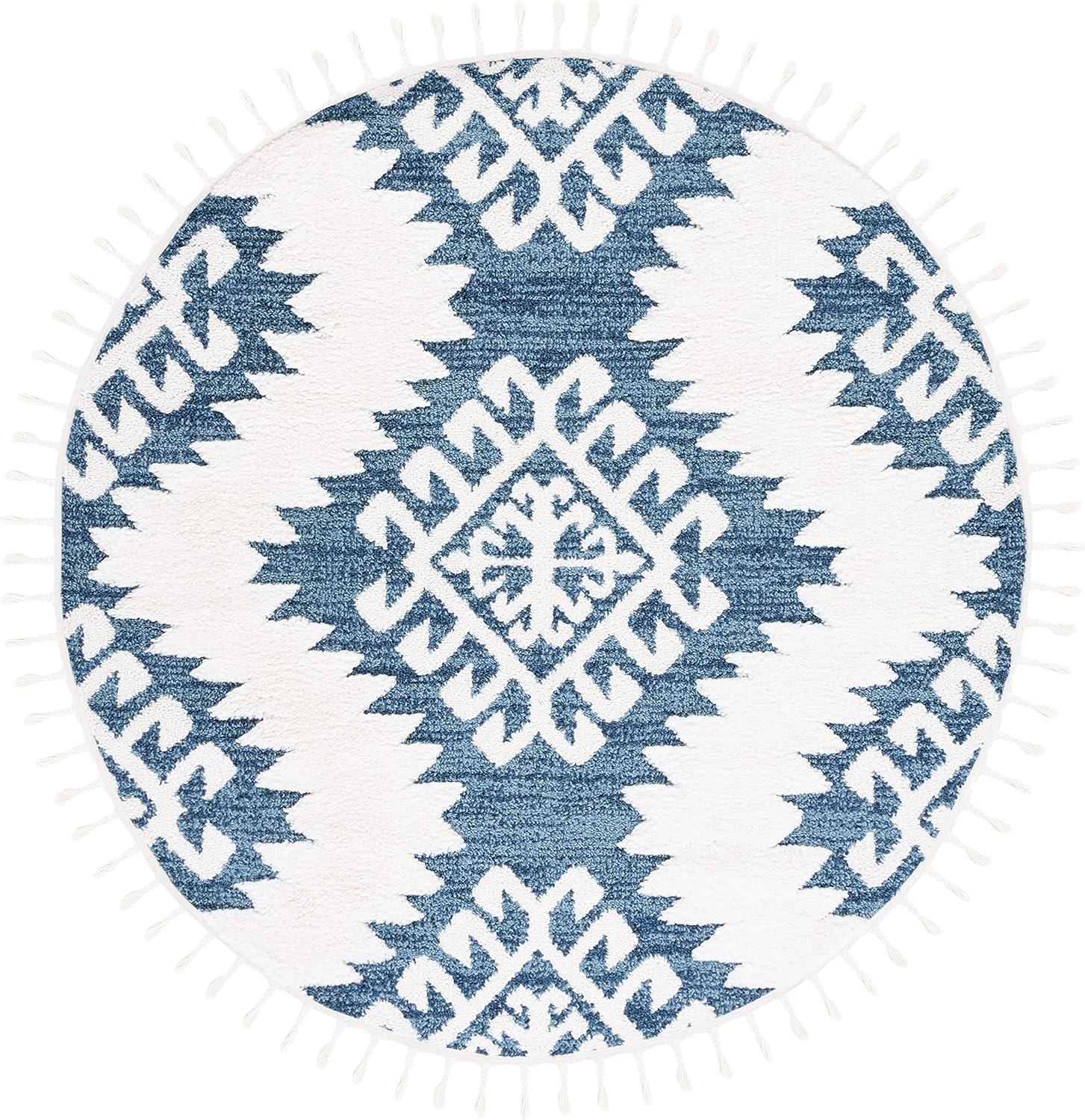 image:imageSAFAVIEH Area Rug 8x10 Moroccan Tassel Shag Collection Large Ivory amp Brown Boho Design NonShedding amp Easy Cleaning Plush Pile Ideal for Living Room Bedroom Dining Space MTS652ABlueIvory