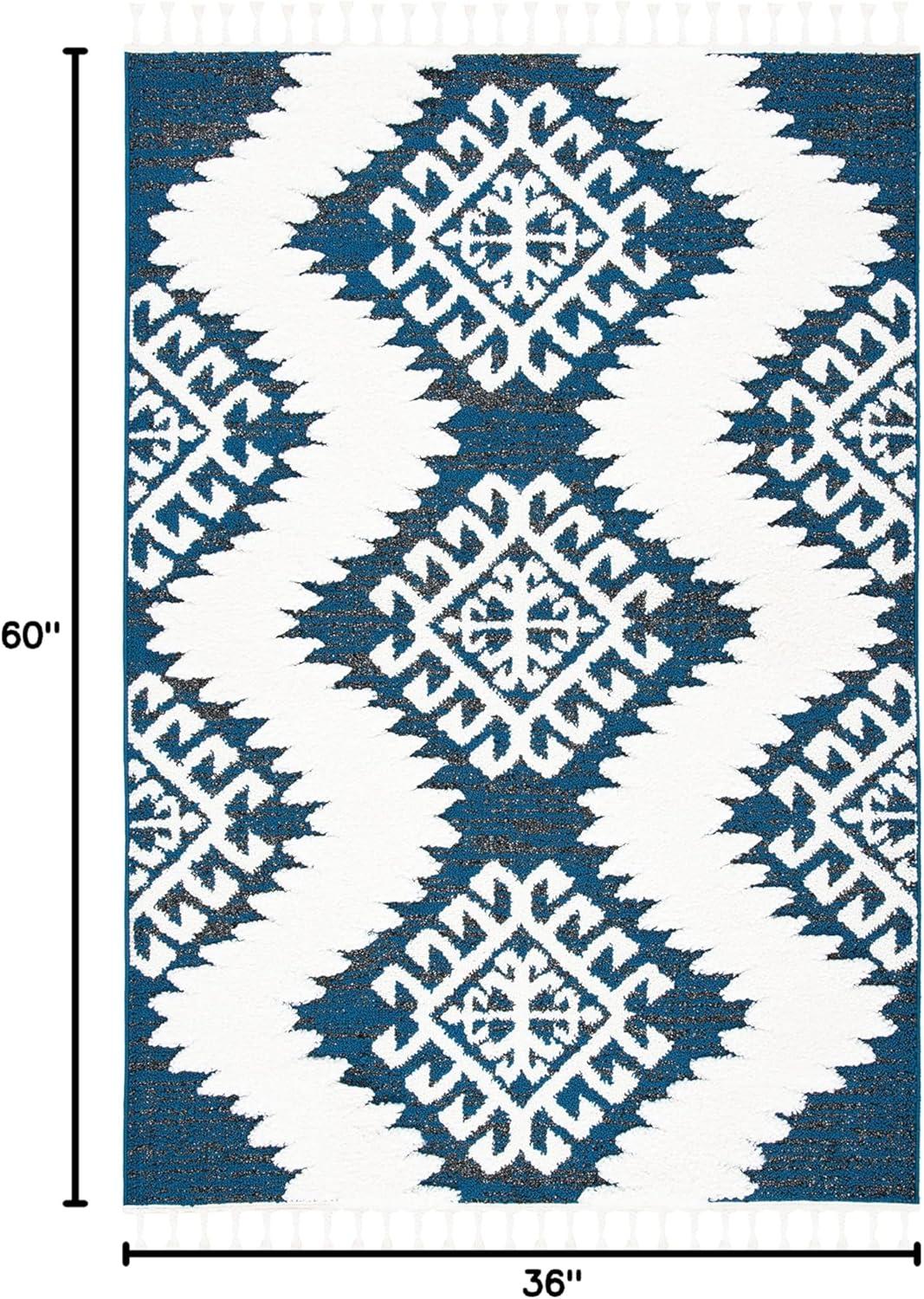 image:imageSAFAVIEH Area Rug 8x10 Moroccan Tassel Shag Collection Large Ivory amp Brown Boho Design NonShedding amp Easy Cleaning Plush Pile Ideal for Living Room Bedroom Dining Space MTS652ANavyIvory