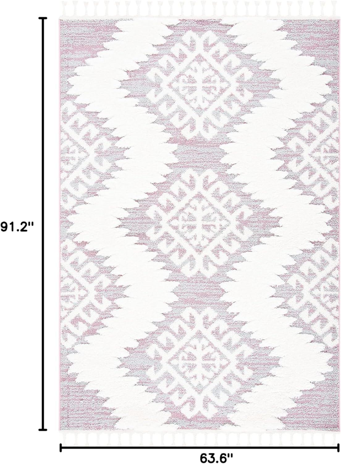 image:imageSAFAVIEH Area Rug 8x10 Moroccan Tassel Shag Collection Large Ivory amp Brown Boho Design NonShedding amp Easy Cleaning Plush Pile Ideal for Living Room Bedroom Dining Space MTS652APinkIvory
