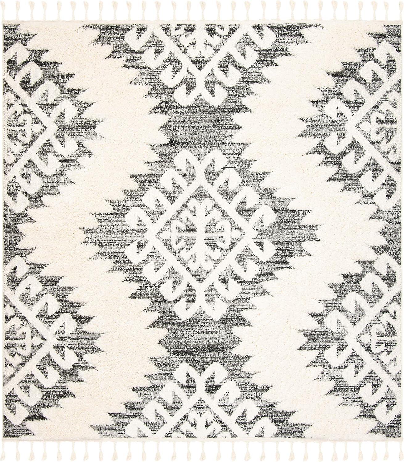 image:imageSAFAVIEH Area Rug 8x10 Moroccan Tassel Shag Collection Large Ivory amp Brown Boho Design NonShedding amp Easy Cleaning Plush Pile Ideal for Living Room Bedroom Dining Space MTS652AIvoryGrey