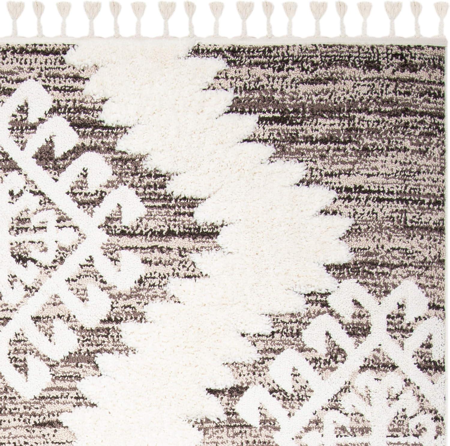 image:imageSAFAVIEH Area Rug 8x10 Moroccan Tassel Shag Collection Large Ivory amp Brown Boho Design NonShedding amp Easy Cleaning Plush Pile Ideal for Living Room Bedroom Dining Space MTS652AIvoryBrown