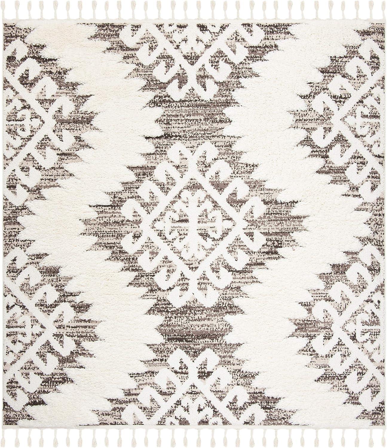 image:imageSAFAVIEH Area Rug 8x10 Moroccan Tassel Shag Collection Large Ivory amp Brown Boho Design NonShedding amp Easy Cleaning Plush Pile Ideal for Living Room Bedroom Dining Space MTS652AIvoryBrown
