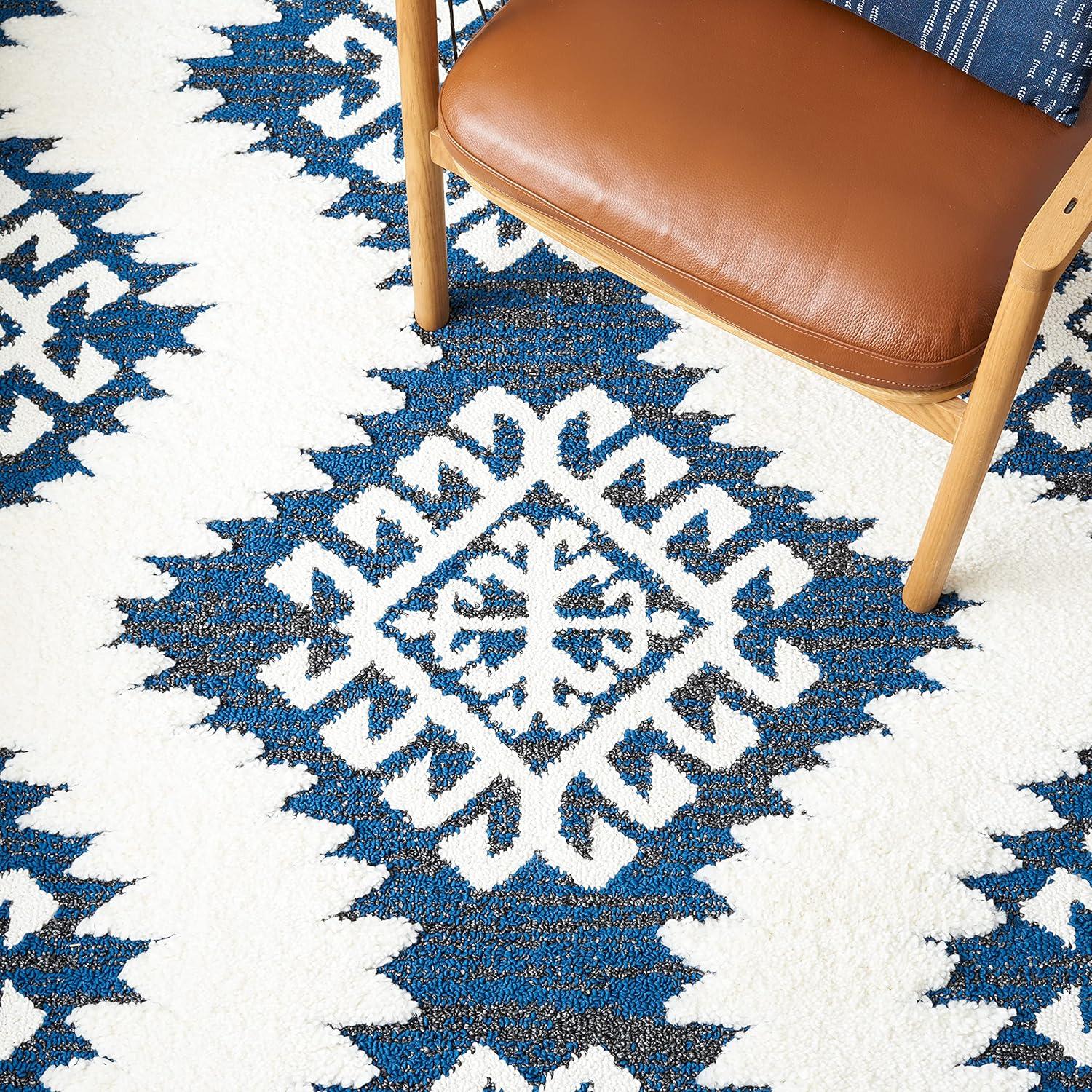 image:imageSAFAVIEH Area Rug 8x10 Moroccan Tassel Shag Collection Large Ivory amp Brown Boho Design NonShedding amp Easy Cleaning Plush Pile Ideal for Living Room Bedroom Dining Space MTS652ANavyIvory