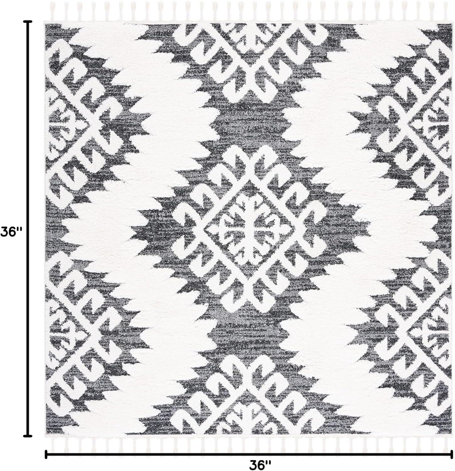 image:imageSAFAVIEH Area Rug 8x10 Moroccan Tassel Shag Collection Large Ivory amp Brown Boho Design NonShedding amp Easy Cleaning Plush Pile Ideal for Living Room Bedroom Dining Space MTS652ADark GreyIvory