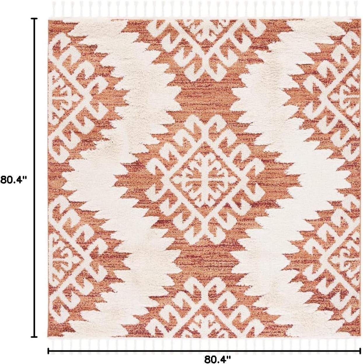 image:imageSAFAVIEH Area Rug 8x10 Moroccan Tassel Shag Collection Large Ivory amp Brown Boho Design NonShedding amp Easy Cleaning Plush Pile Ideal for Living Room Bedroom Dining Space MTS652AOrangeIvory