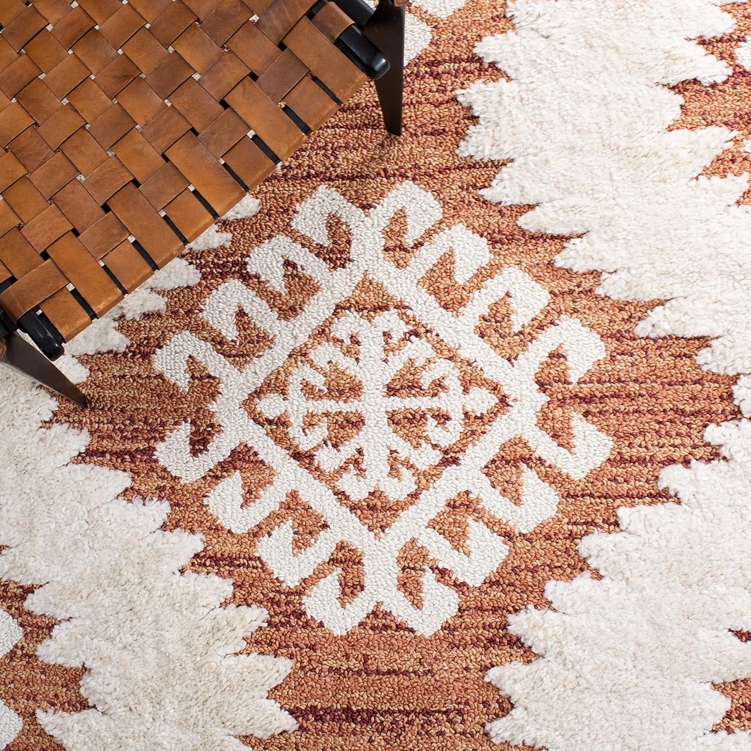 image:imageSAFAVIEH Area Rug 8x10 Moroccan Tassel Shag Collection Large Ivory amp Brown Boho Design NonShedding amp Easy Cleaning Plush Pile Ideal for Living Room Bedroom Dining Space MTS652AOrangeIvory