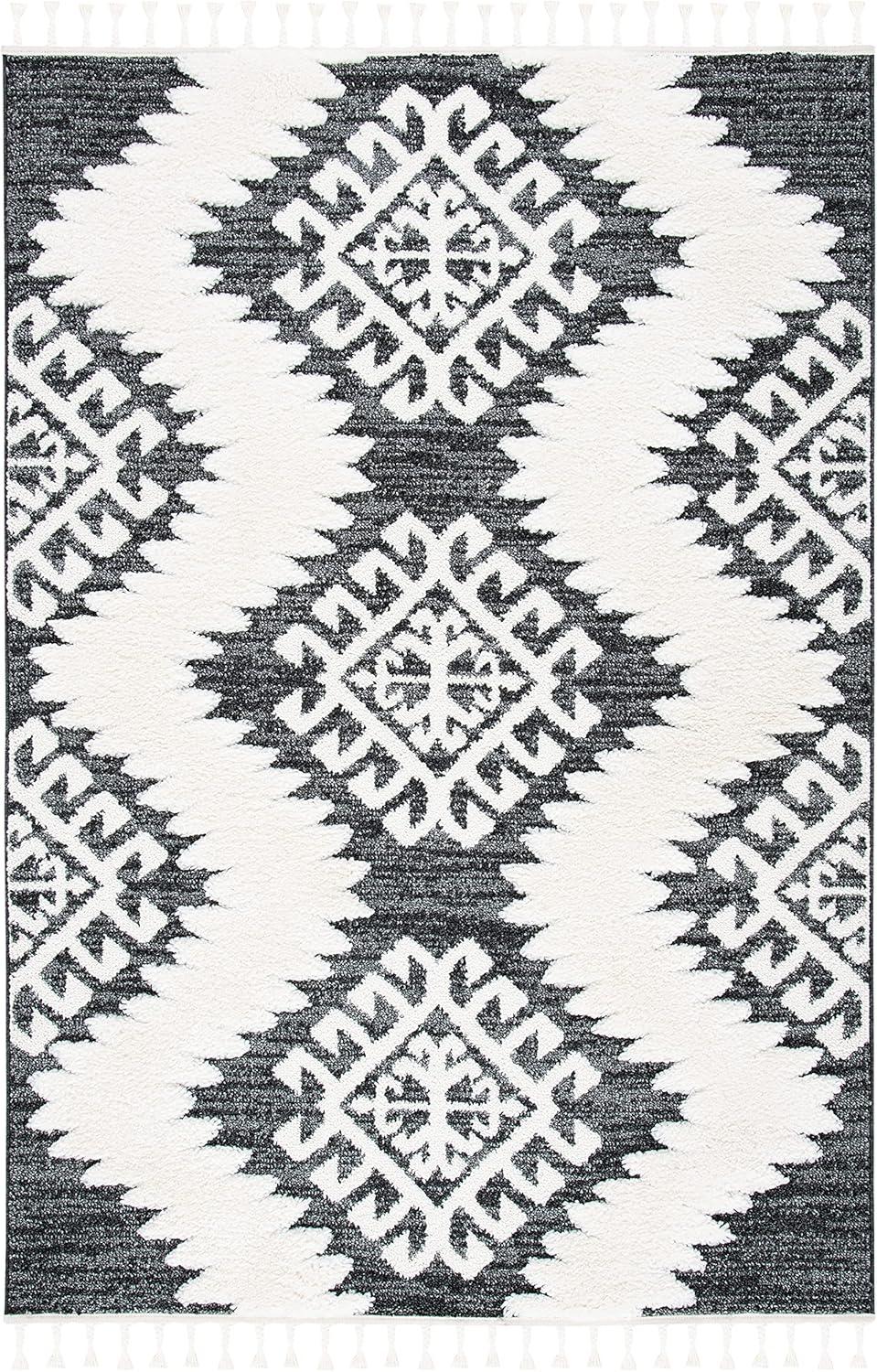 image:imageSAFAVIEH Area Rug 8x10 Moroccan Tassel Shag Collection Large Ivory amp Brown Boho Design NonShedding amp Easy Cleaning Plush Pile Ideal for Living Room Bedroom Dining Space MTS652ADark GreyIvory