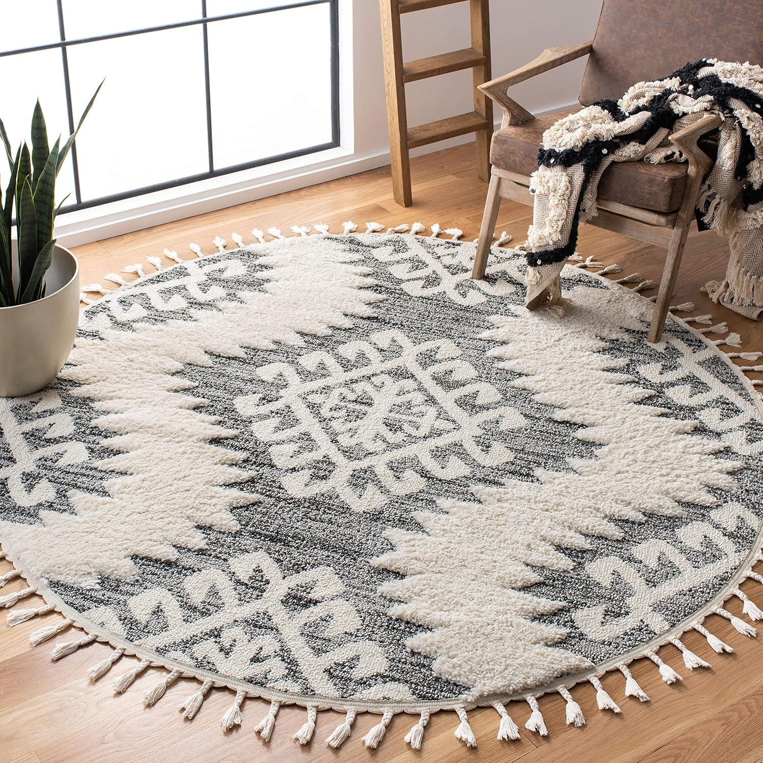 image:imageSAFAVIEH Area Rug 8x10 Moroccan Tassel Shag Collection Large Ivory amp Brown Boho Design NonShedding amp Easy Cleaning Plush Pile Ideal for Living Room Bedroom Dining Space MTS652AIvoryGrey