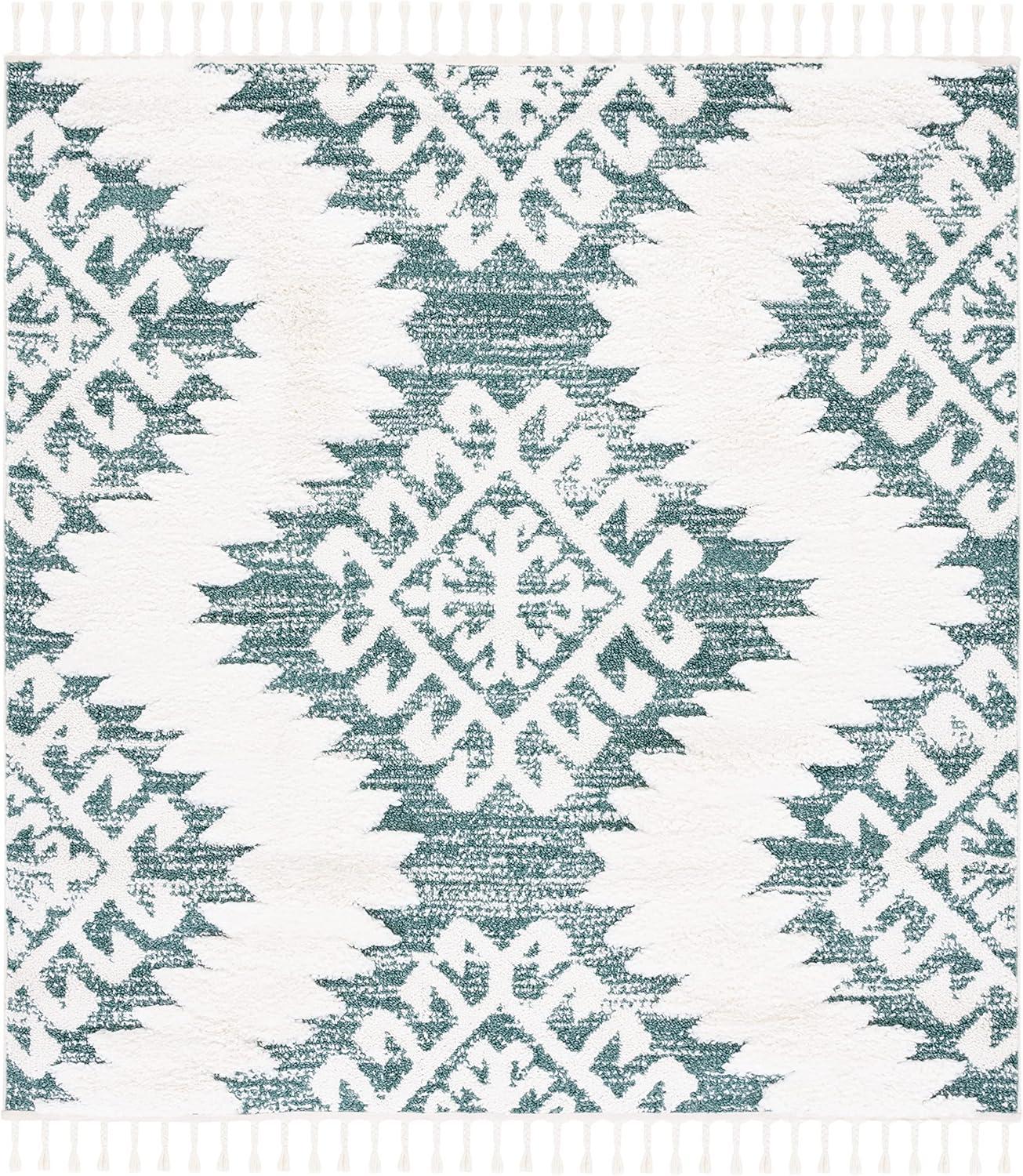 image:imageSAFAVIEH Area Rug 8x10 Moroccan Tassel Shag Collection Large Ivory amp Brown Boho Design NonShedding amp Easy Cleaning Plush Pile Ideal for Living Room Bedroom Dining Space MTS652AGreenIvory